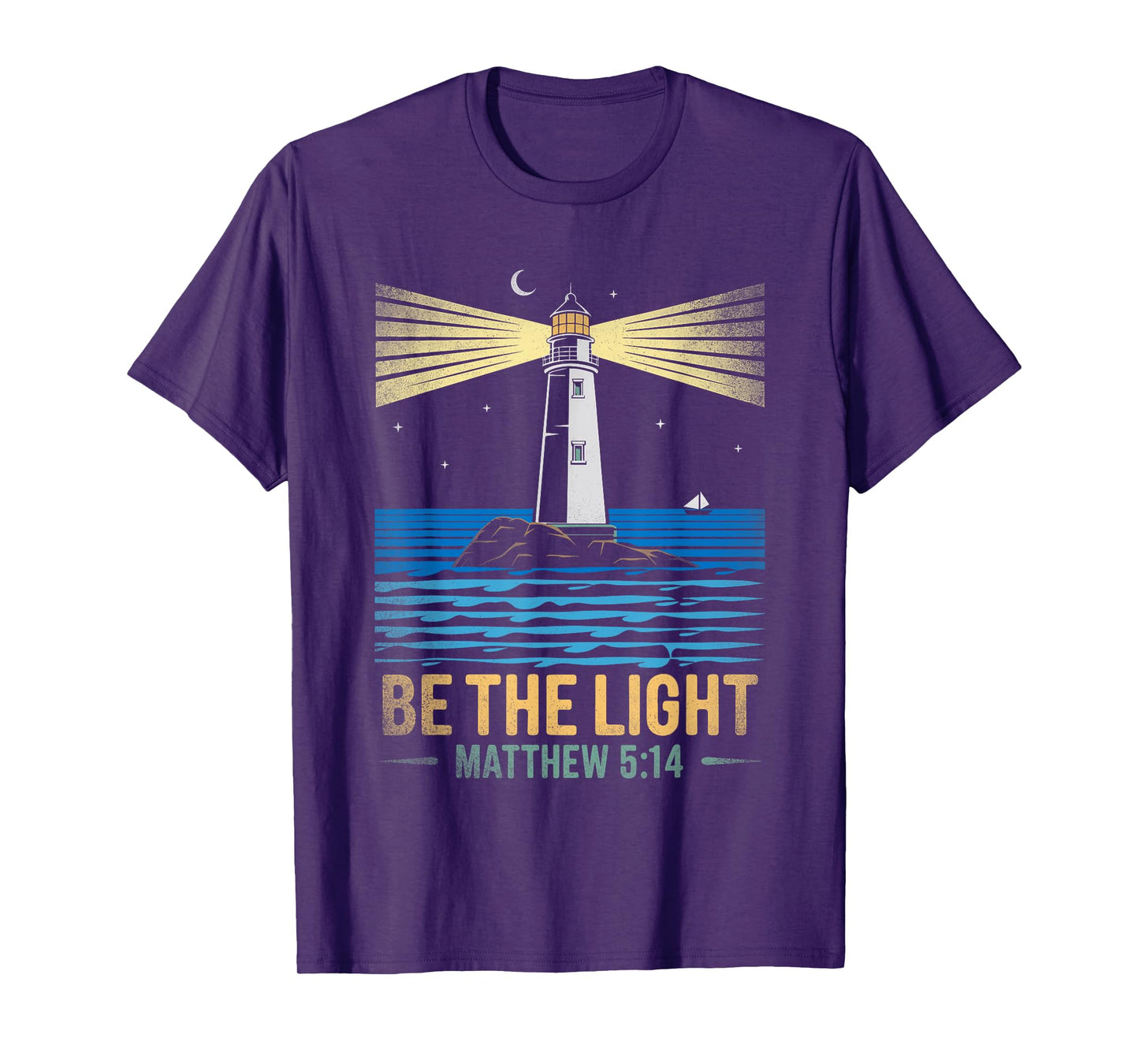 Retro Vintage Lighthouse Bible verse Christian shirt T-Shirt