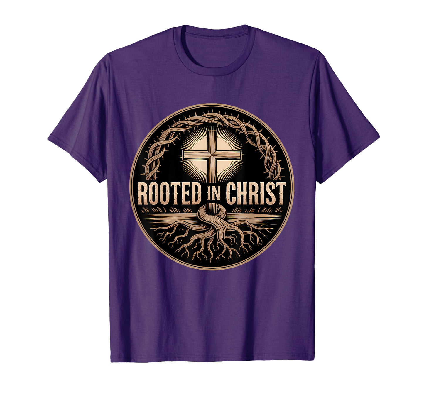 Rooted in Christ Jesus Cross Christian Faith T-Shirt