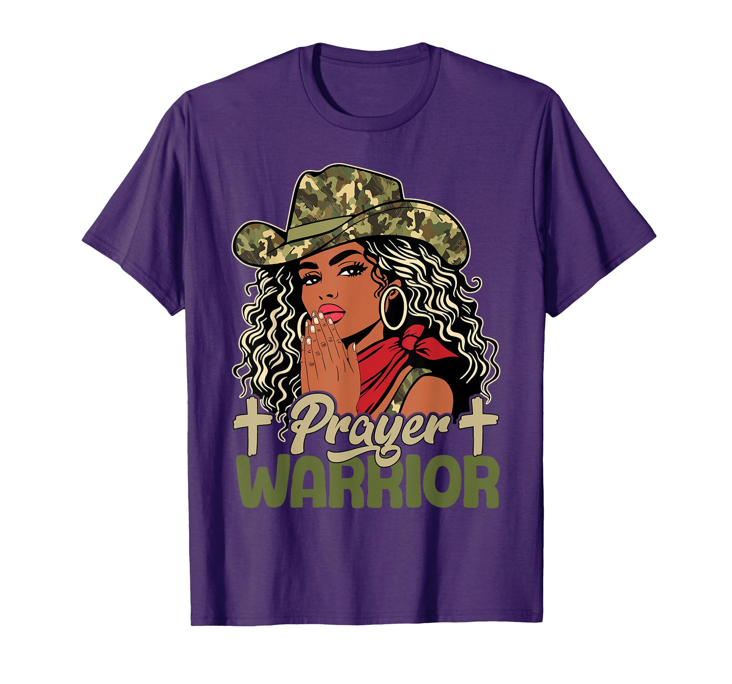 Prayer Warrior Black Cowgirl Praying Western Christian Camo T-Shirt