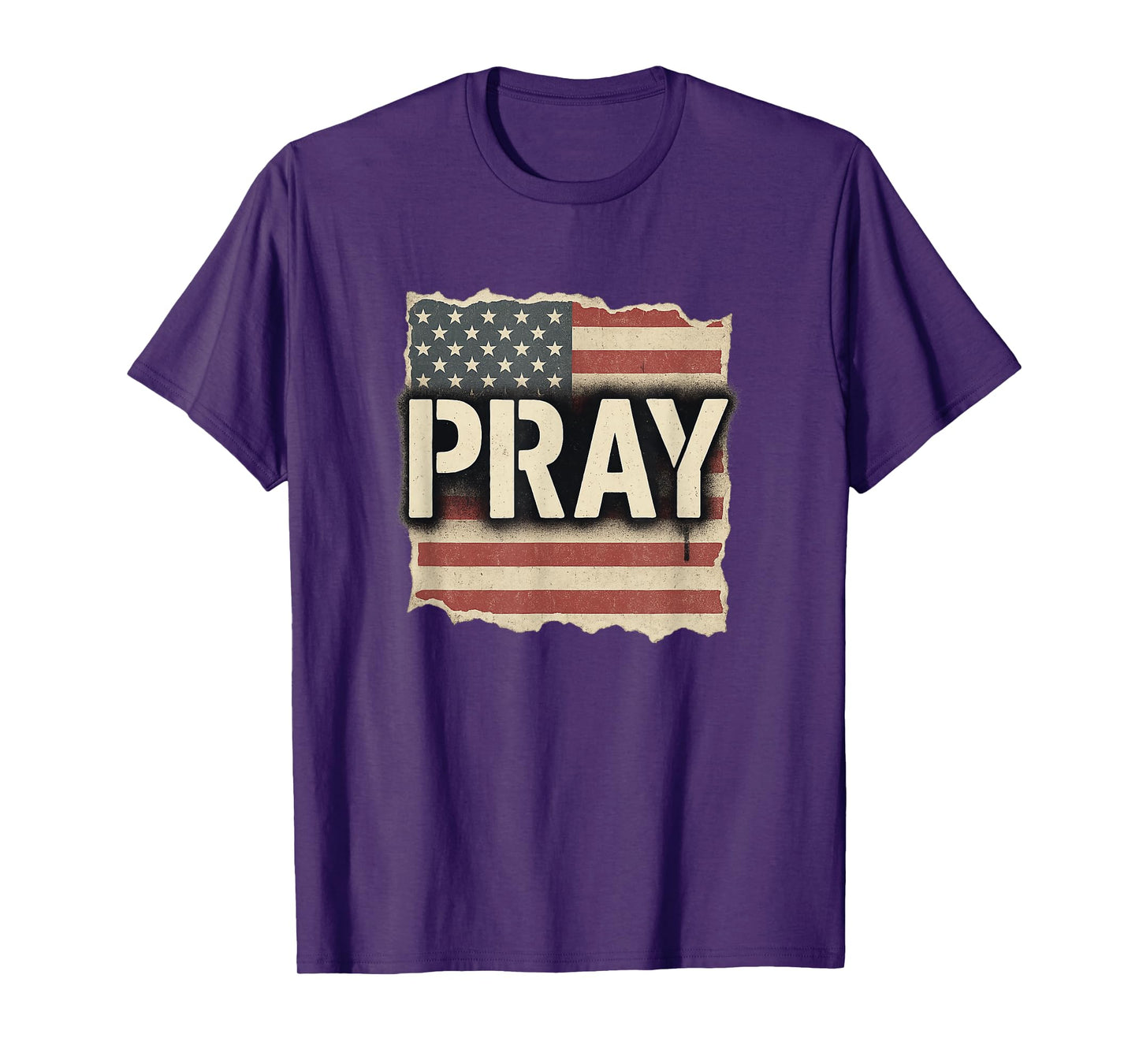Pray Over America Patriotic Christian Flag Design - Prayer T-Shirt