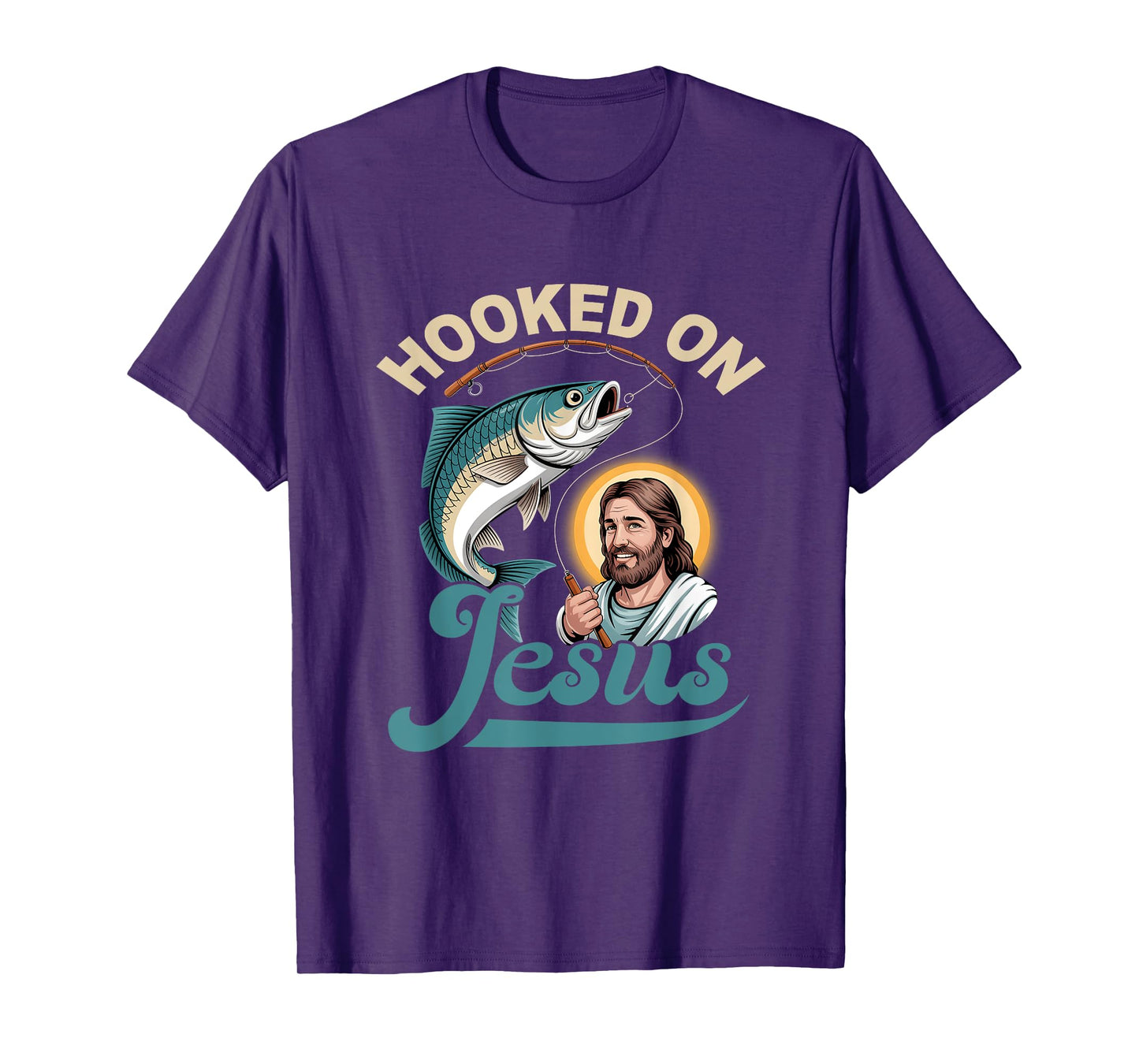 Hook On Jesus Fisherman Bass Fishing Christian Religious God T-Shirt
