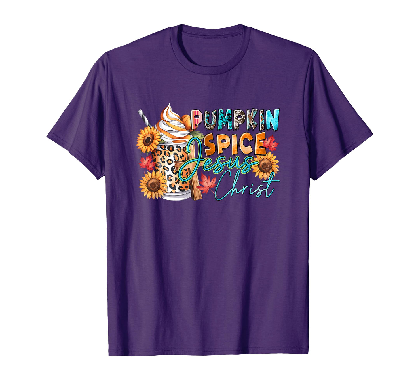 Pumpkin Spice Jesus Christ Autumn Faith T-Shirt