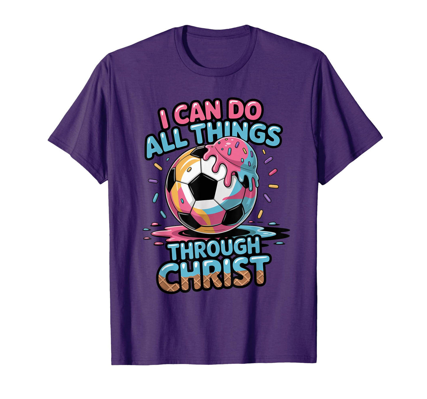 Soccer Shirts Boys Christian Philippians 4:13 Ice Cream Drip T-Shirt