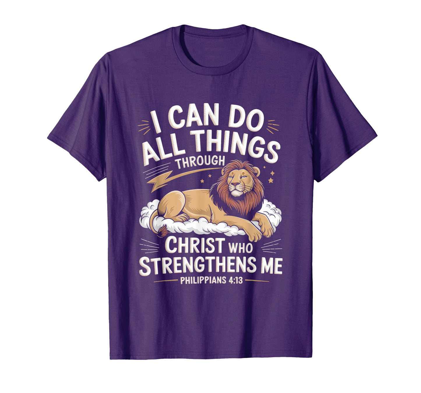 Christian Tshirt Philippians 4:13 Religious Lion Strengthens T-Shirt