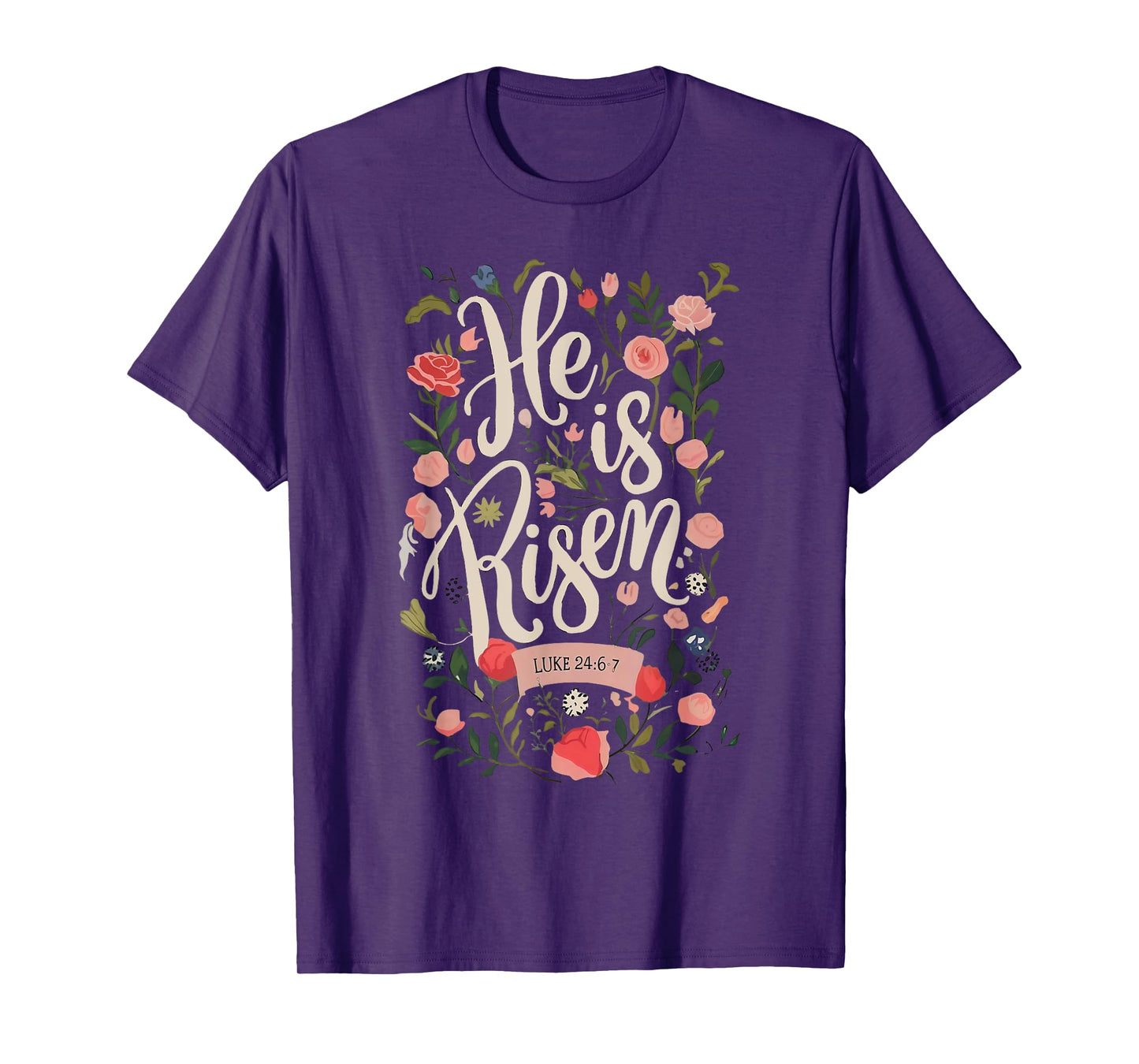 He Is Risen Happy Easter Spring Jesus Christian Wildflower T-Shirt