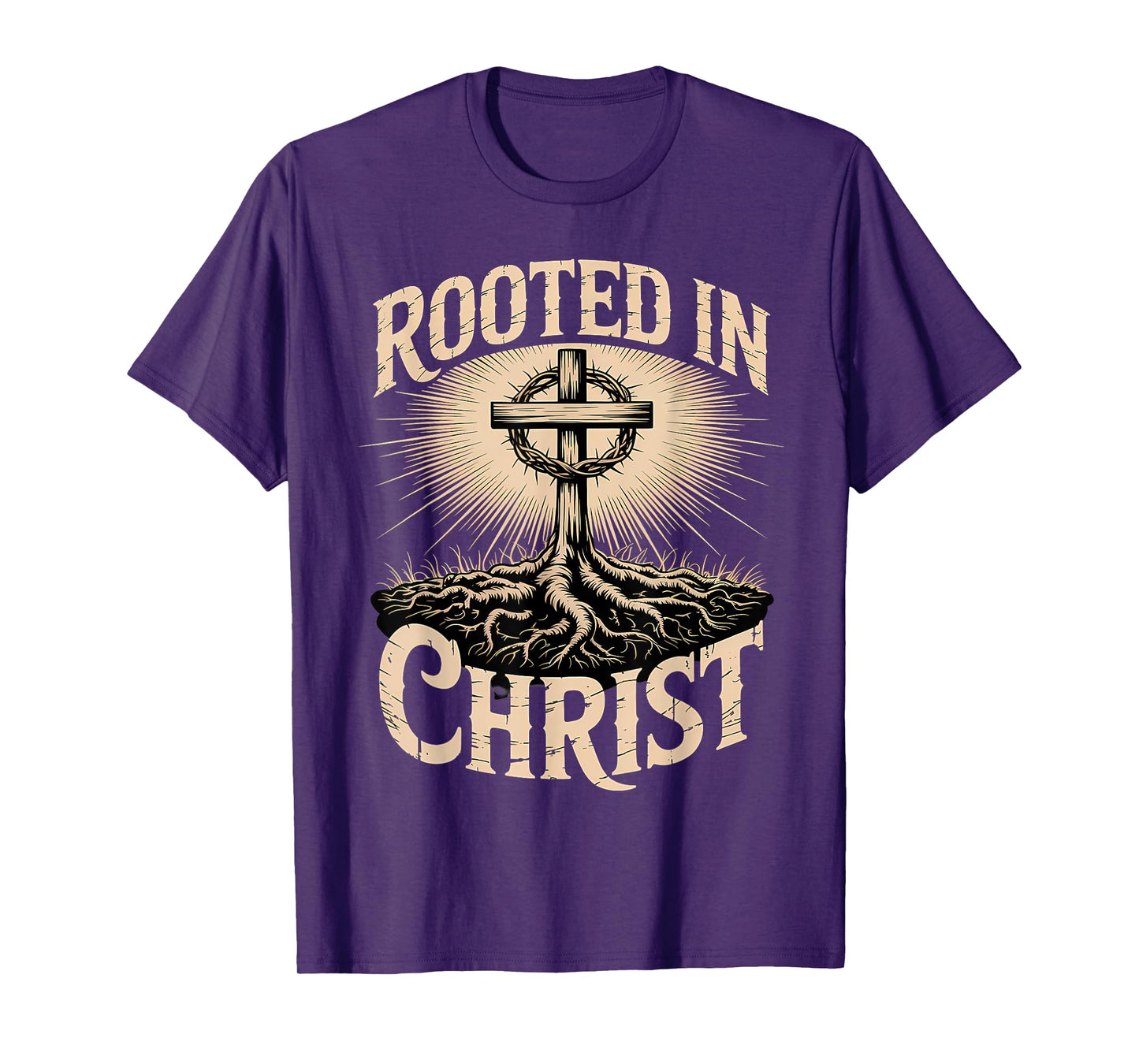 Rooted in Christ Christian Faith Jesus Cross T-Shirt