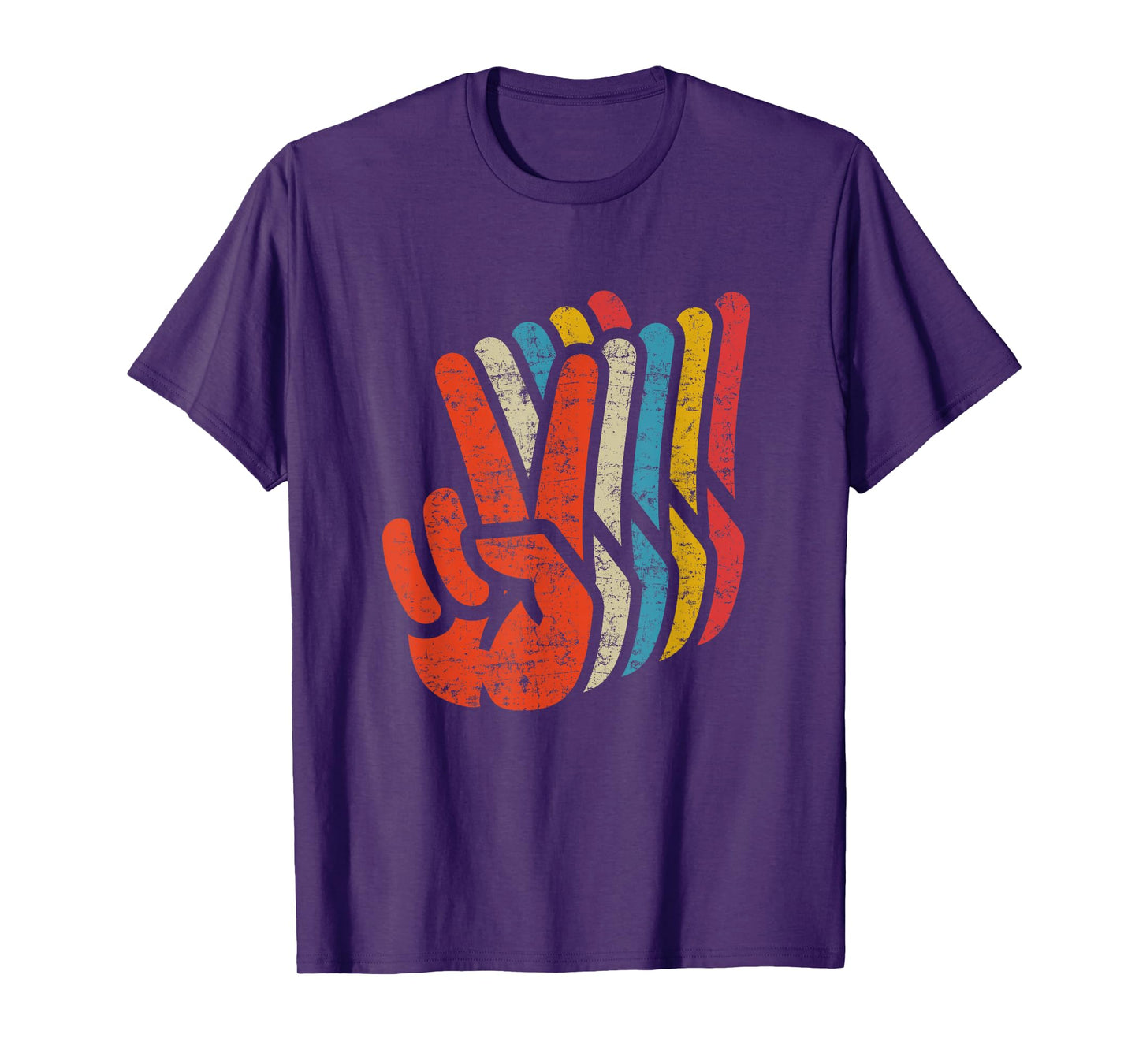 Retro Peace Sign V Fingers Graphic 60s 70s Vintage Peace T-Shirt