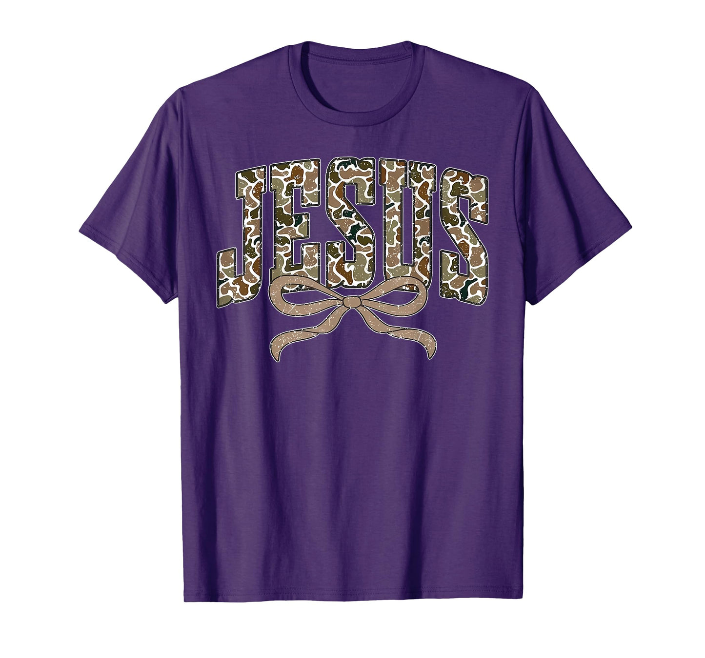 Camo Jesus Coquette Bow Camouflage God Christian Religious T-Shirt