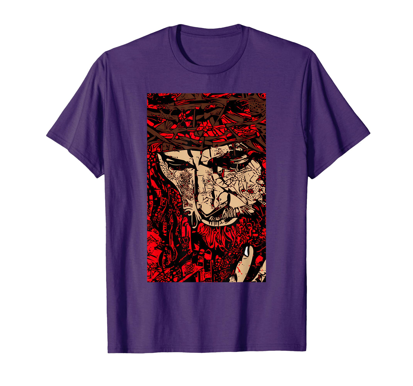 Jesus Funny Face of Jesus with Crown of Thorn Graphic T-Shirt
