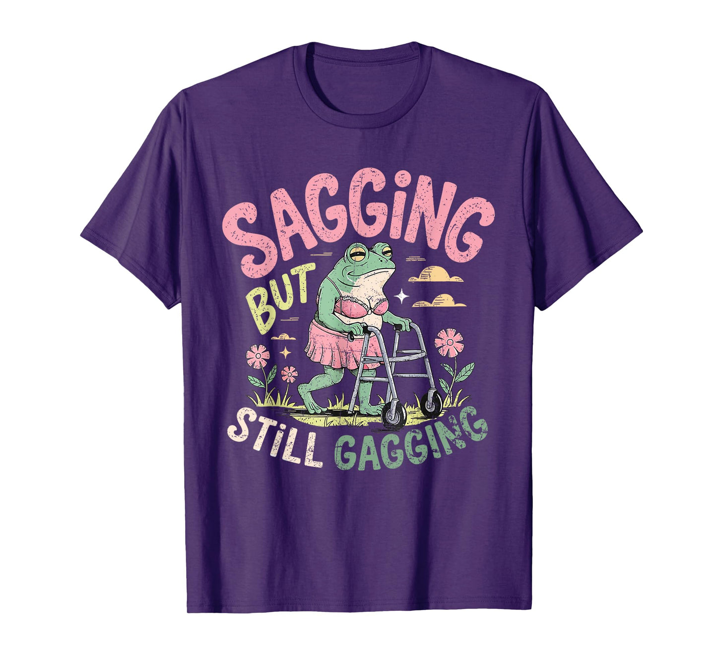 Sagging But Still Gagging Frog Funny Vintage Meme Cringe T-Shirt