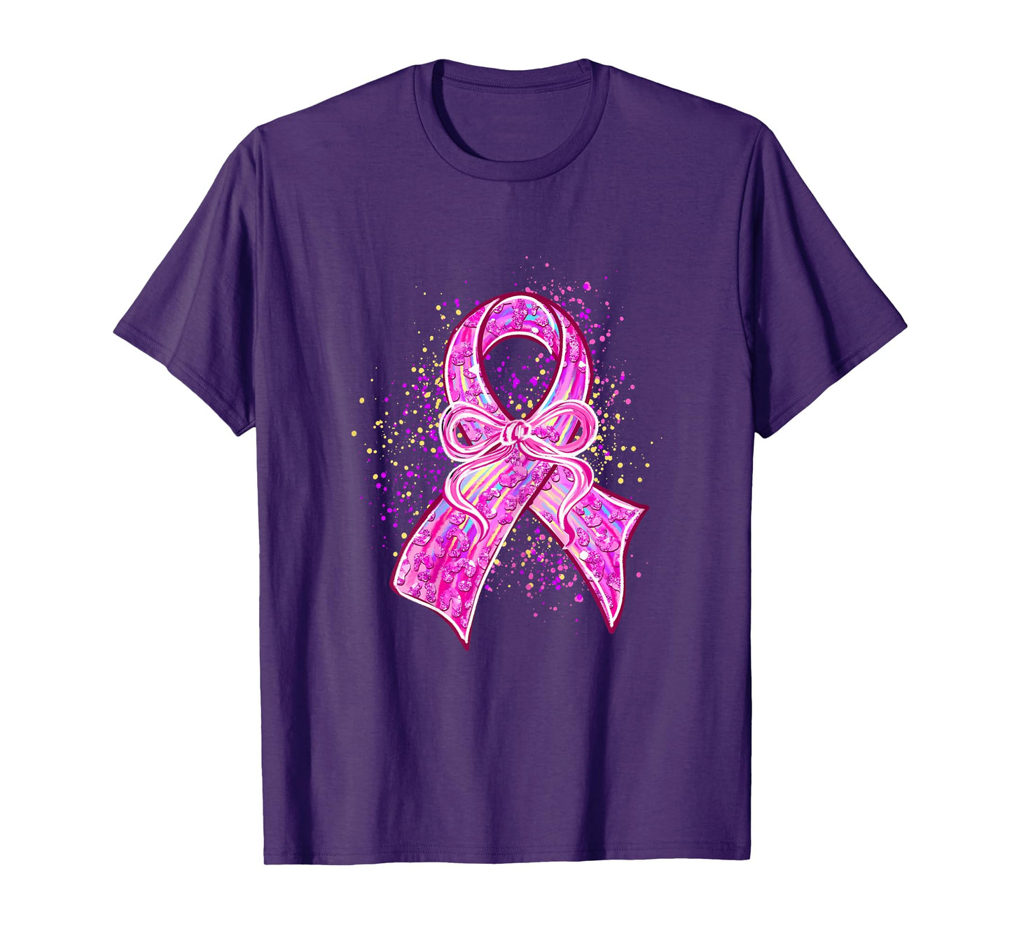 Pink Bow and Ribbon Cute Breast Cancer Awareness Women Girl T-Shirt