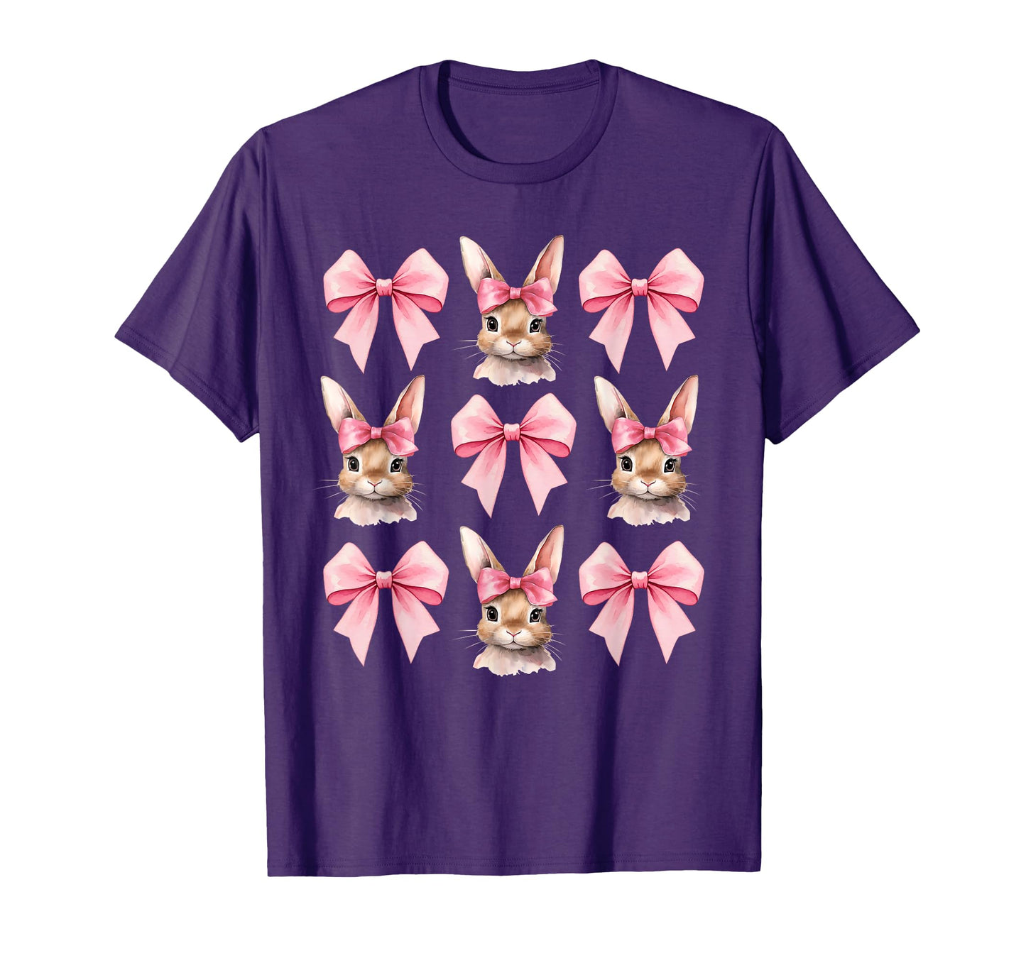 Cute Easter Bunny Face Coquette Bow Easter Day Girls Women T-Shirt