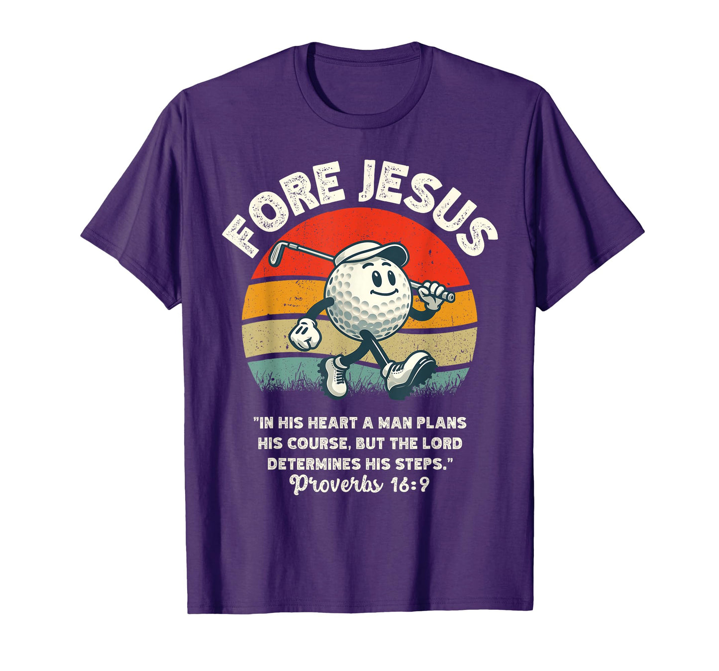 FORE Jesus Christian Golf Retro 70s Religious Golfing Men's T-Shirt