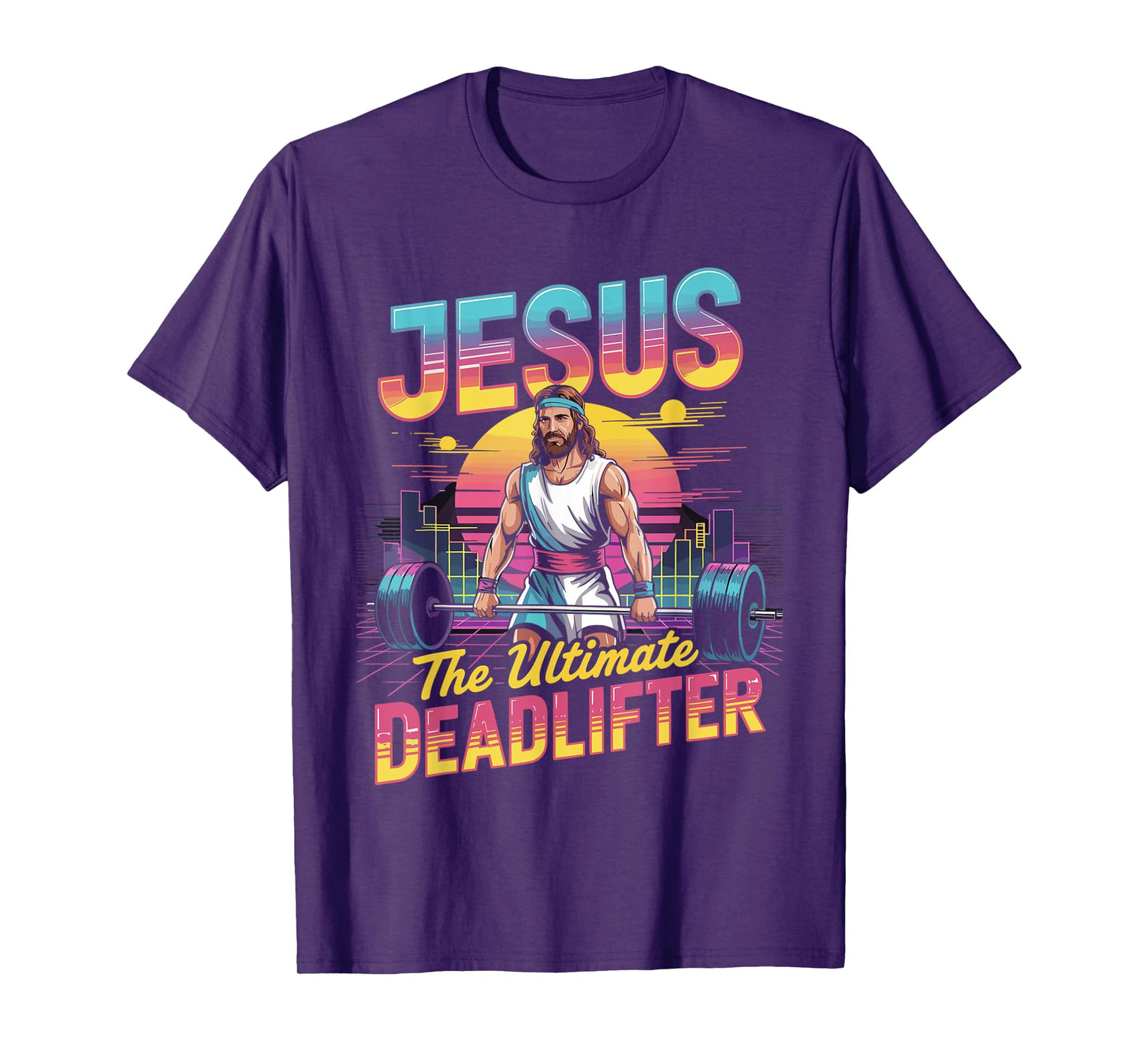 Jesus Ultimate Deadlifter Retro 80s Funny Christian Gym T-Shirt