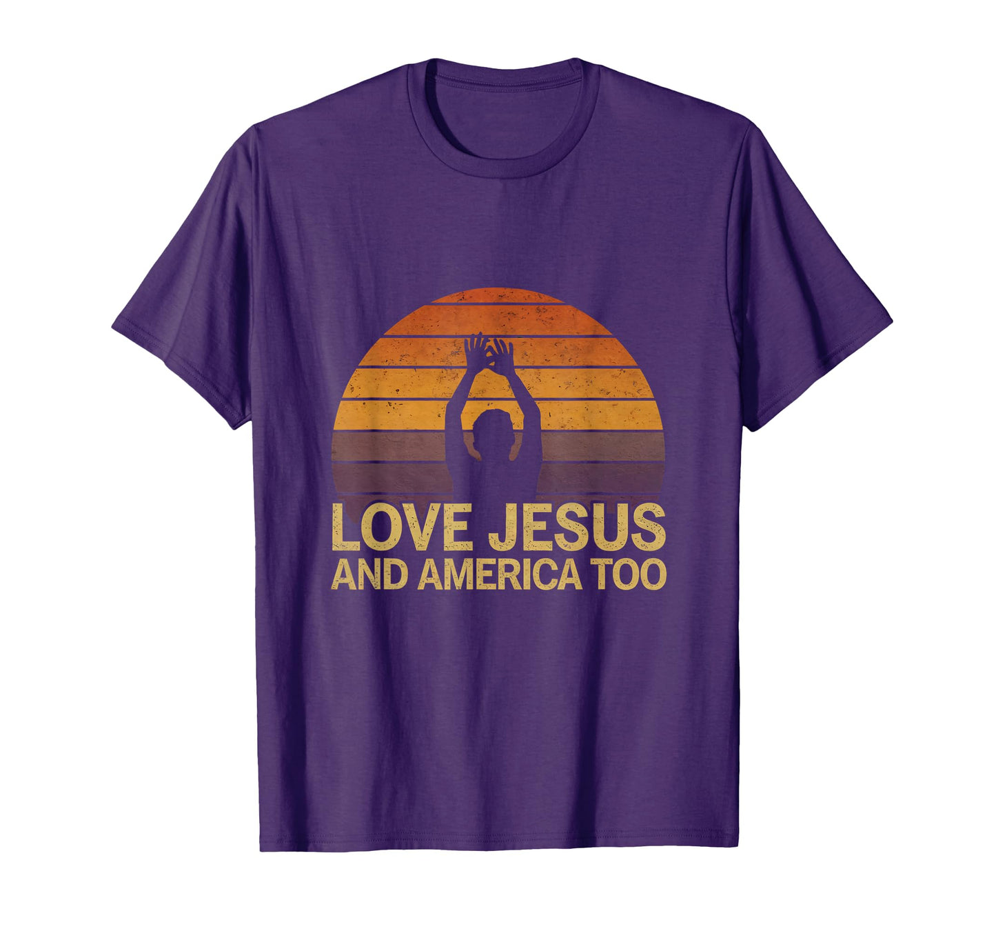 Love Jesus and America Too Christian Patriotic Faith Retro T-Shirt