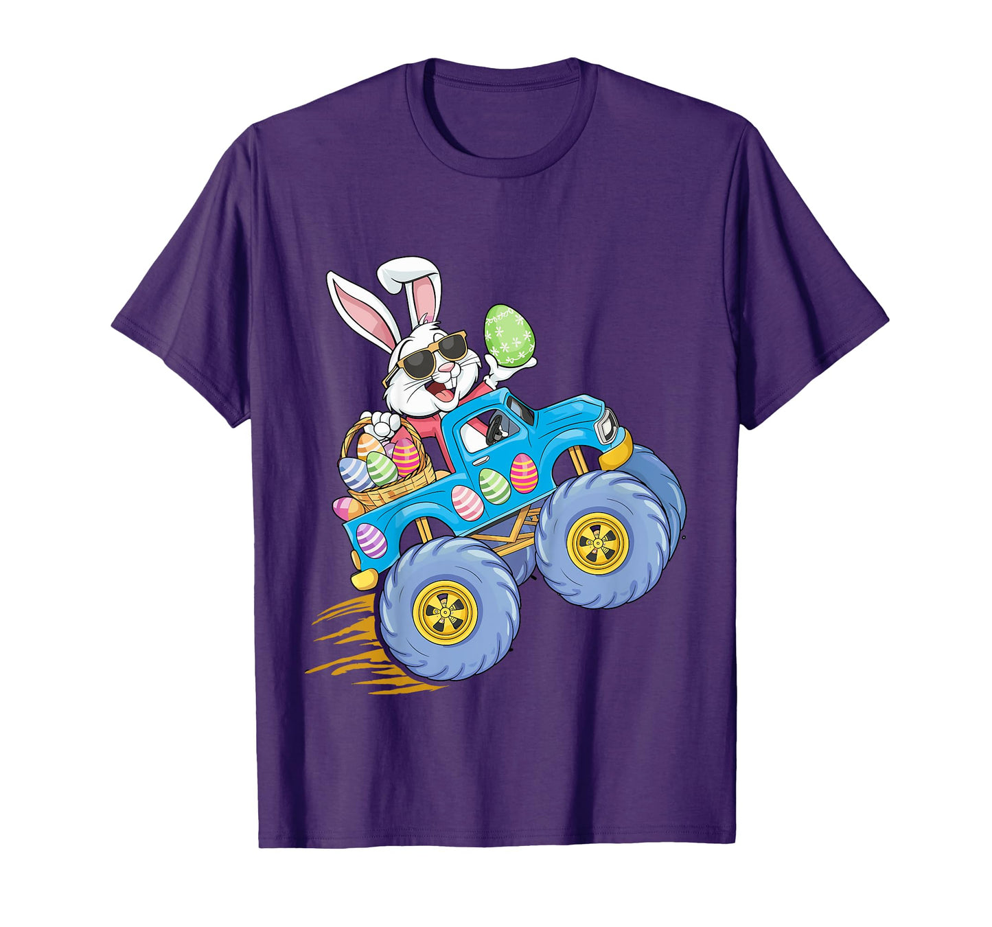 Kids Easter bunny riding monster truck for egg hunting kids T-Shirt