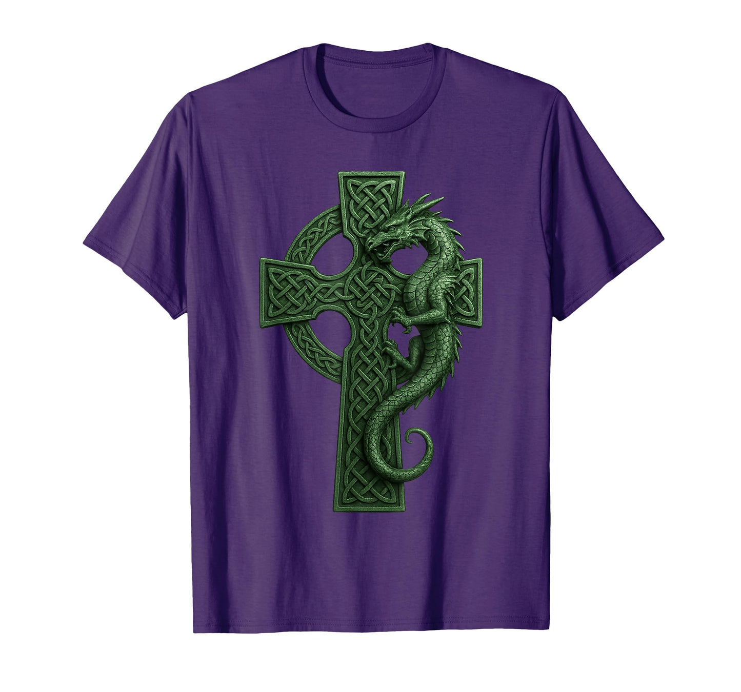 Irish Christian Celtic Cross with Dragon - Celtic Knot T-Shirt