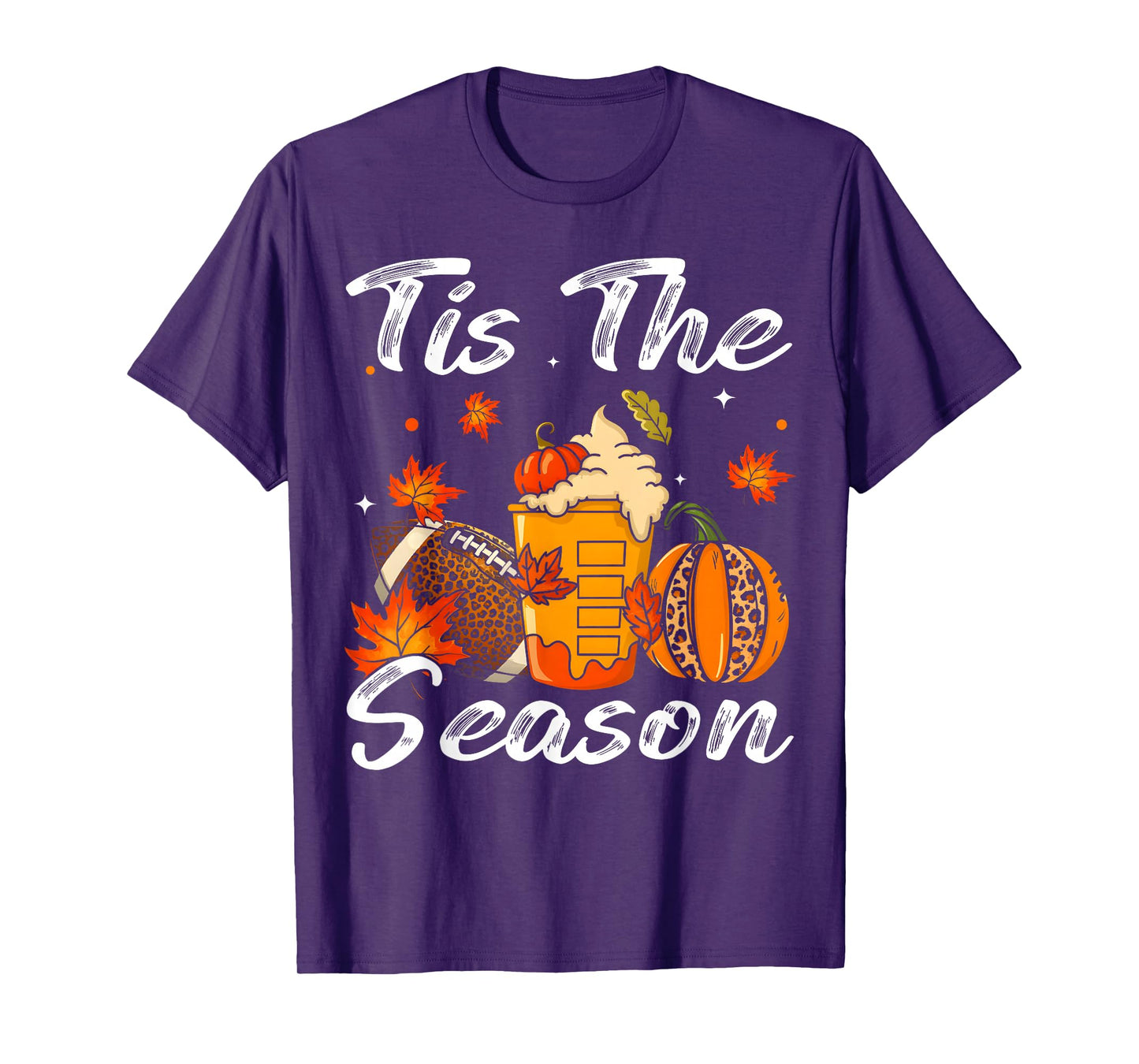 Pumpkin Spice Football Tis The Season Fall Thanksgiving T-Shirt