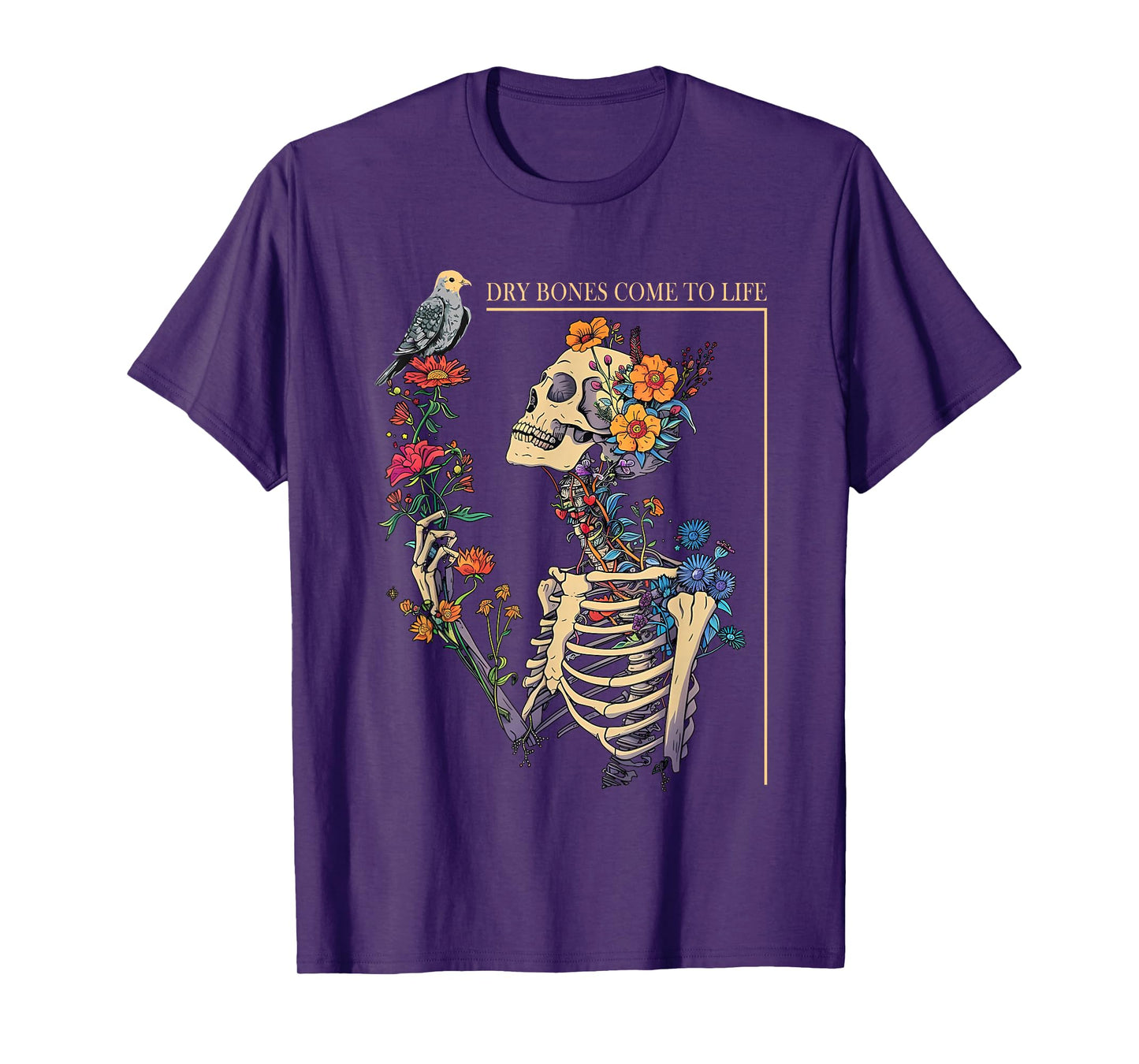 Flower Skeleton Dry Bones Come To Life Floral T-Shirt