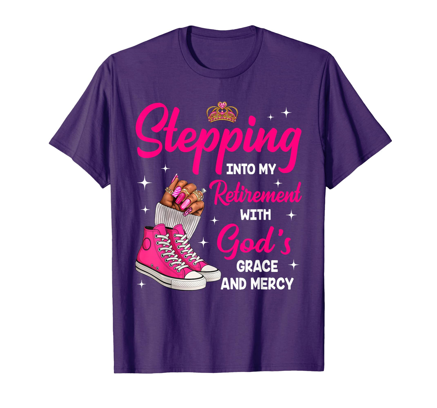 Stepping Into My Retirement Afro Woman Melanin Queen T-Shirt