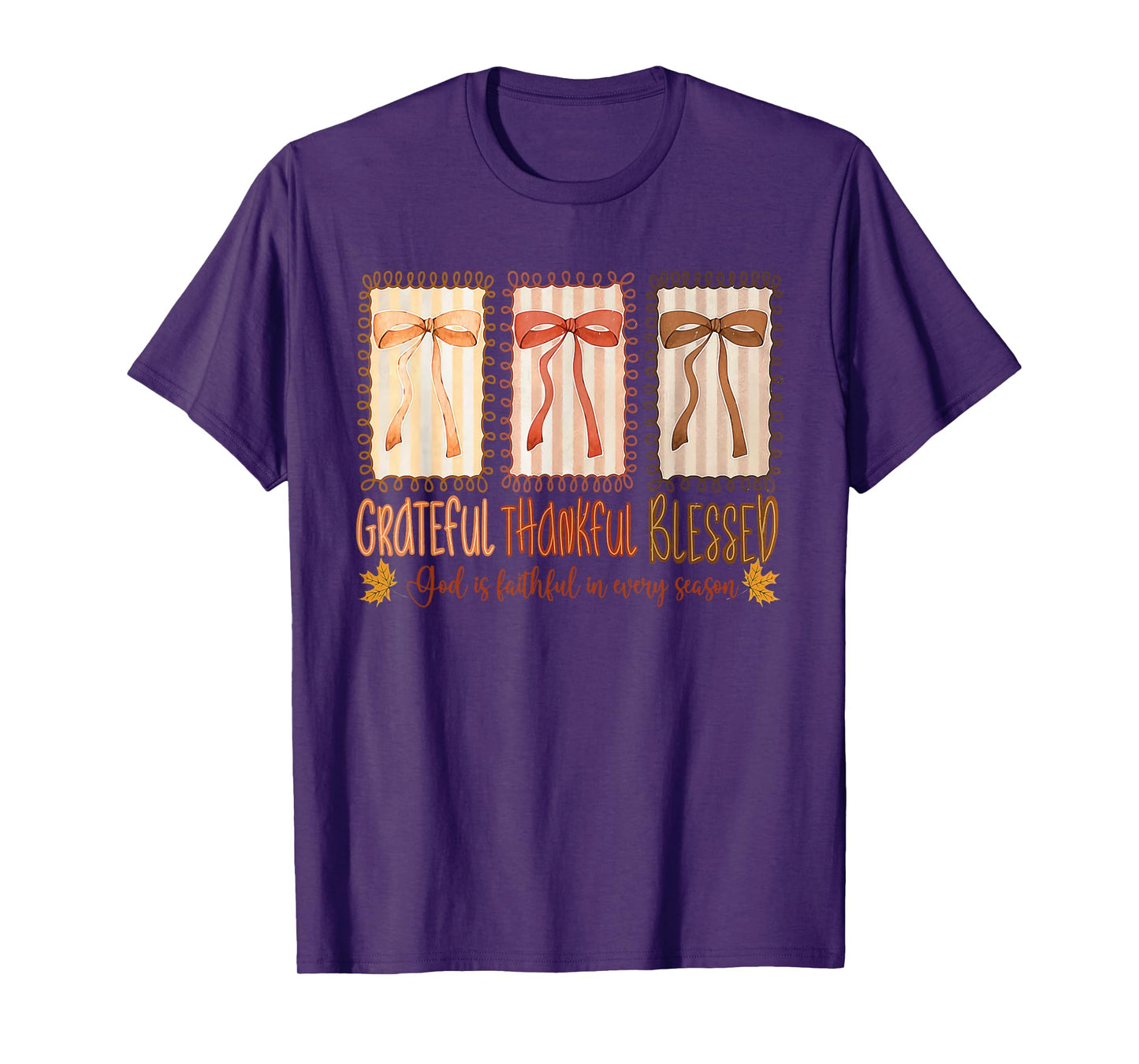 Grateful Thankful Blessed God's Faithful Christian Faith Bow T-Shirt