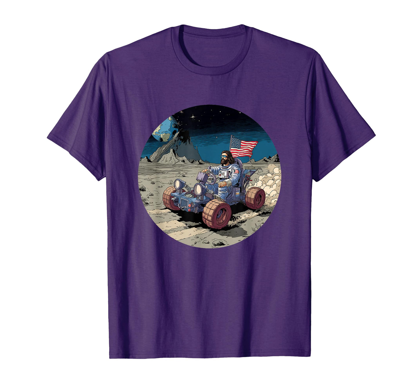 Funny Moon Vehicle with Jesus Christ Costume T-Shirt