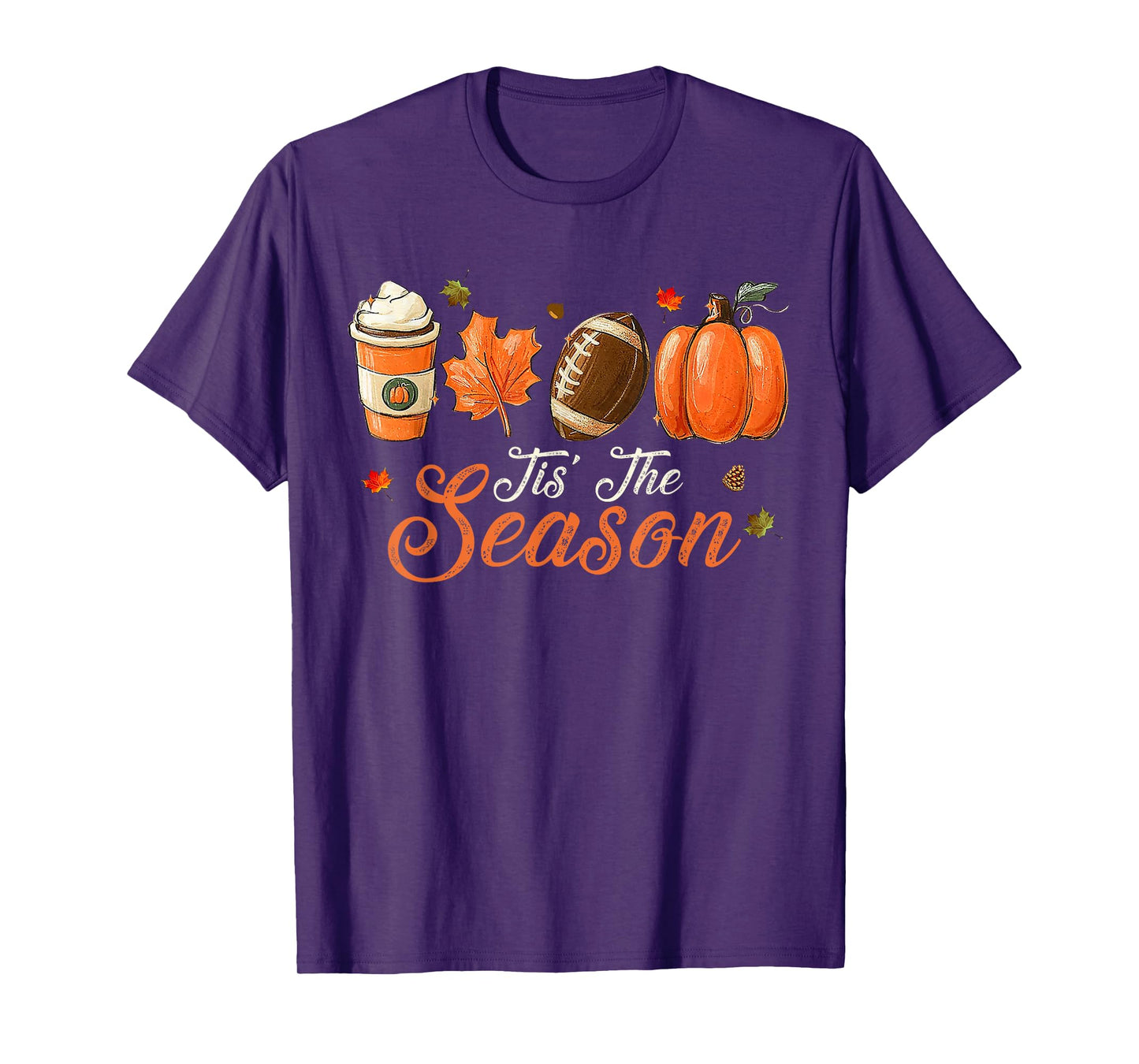 Pumpkin Spice Football Tis The Season Fall Thanksgiving T-Shirt