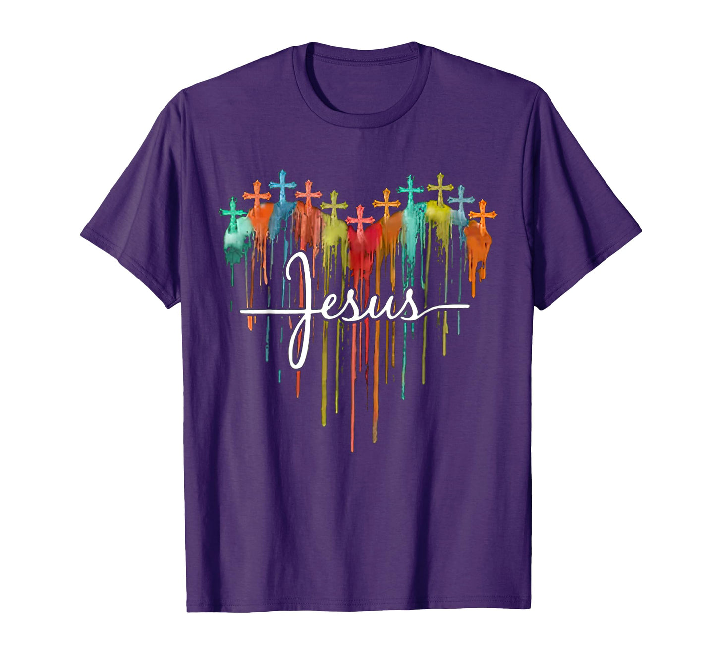 Colorful Jesus Cross Melting Heart For Christian Jesus Lover T-Shirt