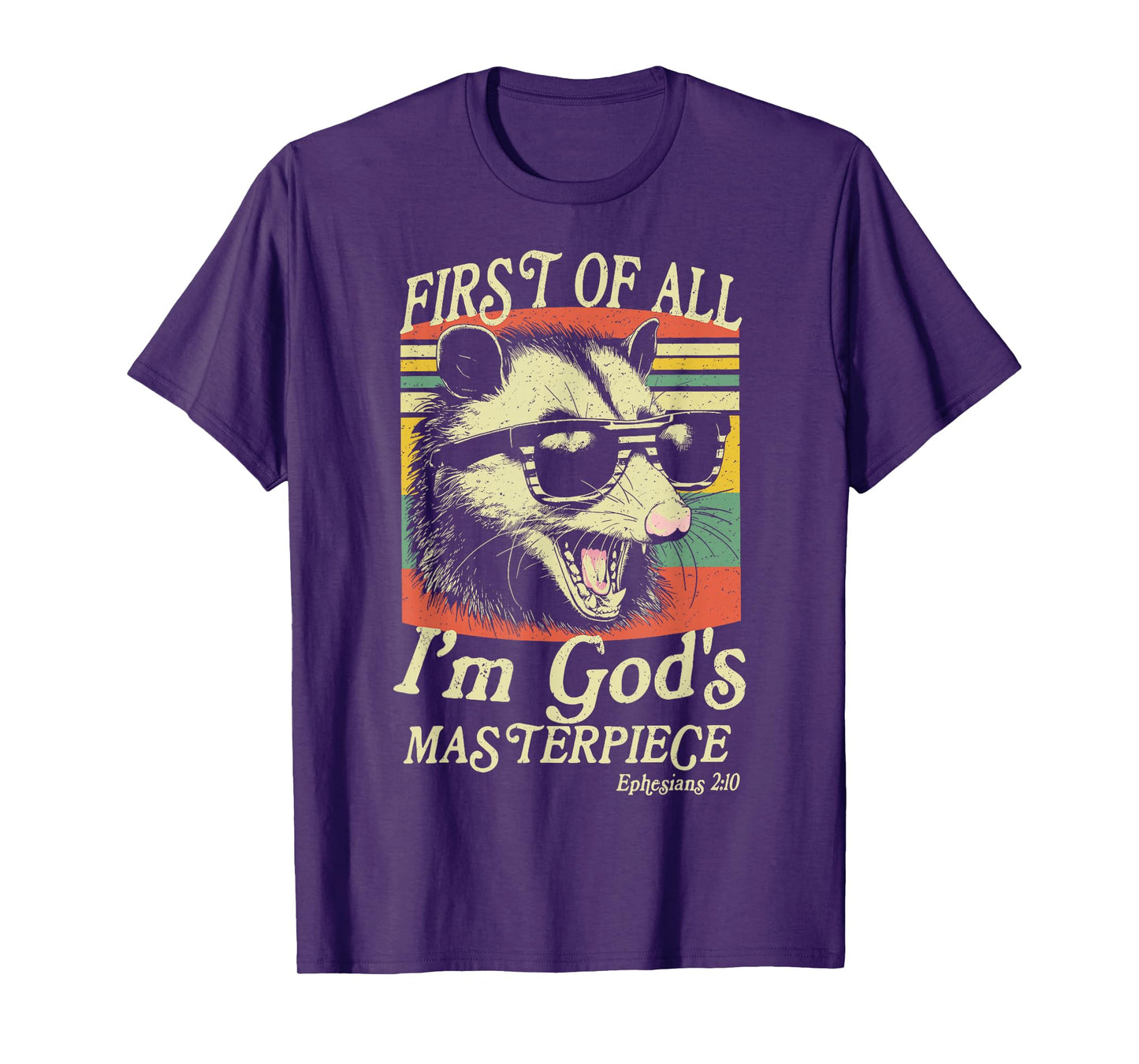 First of All I’m God’s Masterpiece Raccoon Retro Verse T-Shirt