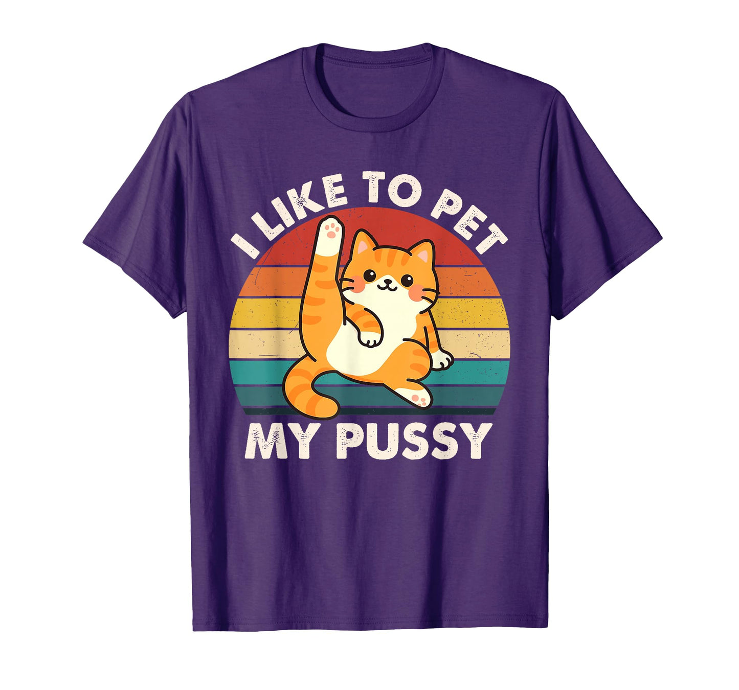 Retro Cat I Like To Pet My Pussy Funny Humor T-Shirt