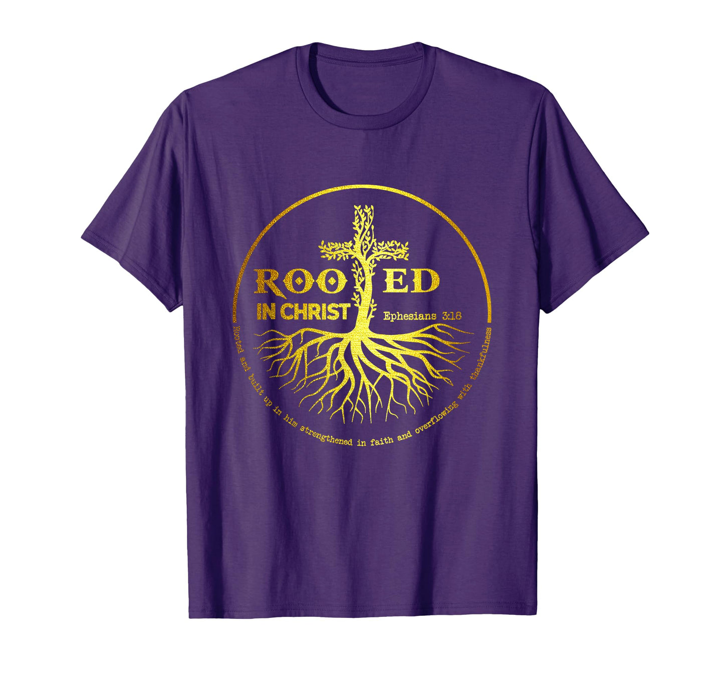 Rooted In Christ Jesus Cross Pray Bible Verse Christian T-Shirt