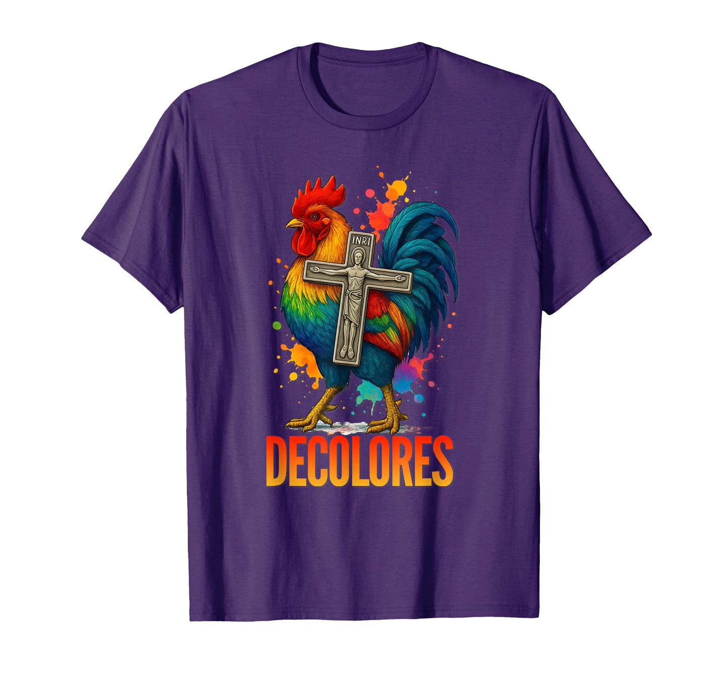 DeColores Cursillo Rainbow Rooster Catholic T-Shirt