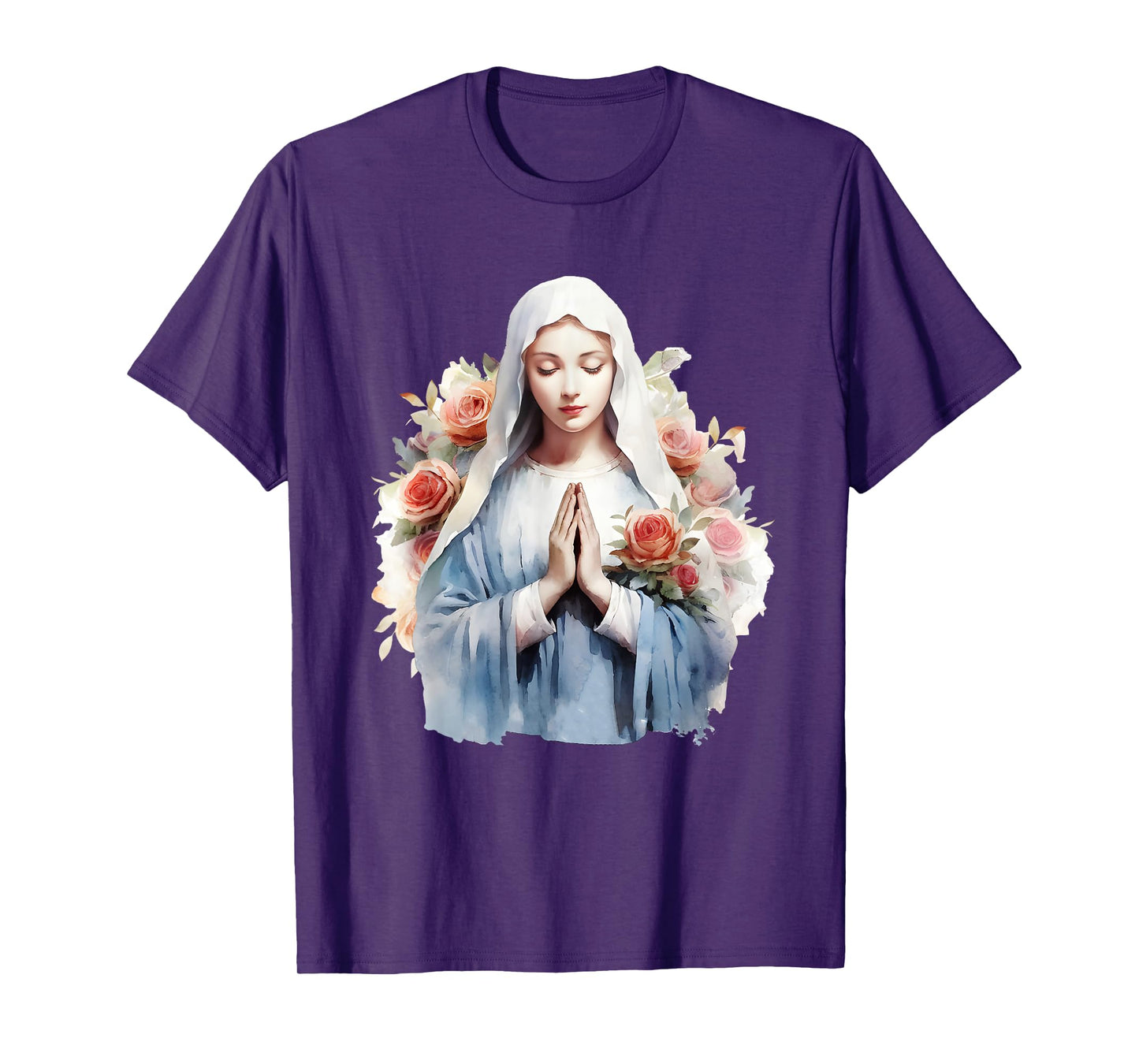 Blessed Mother Mary Mother of Jesus Roses Our Lady Catholic T-Shirt