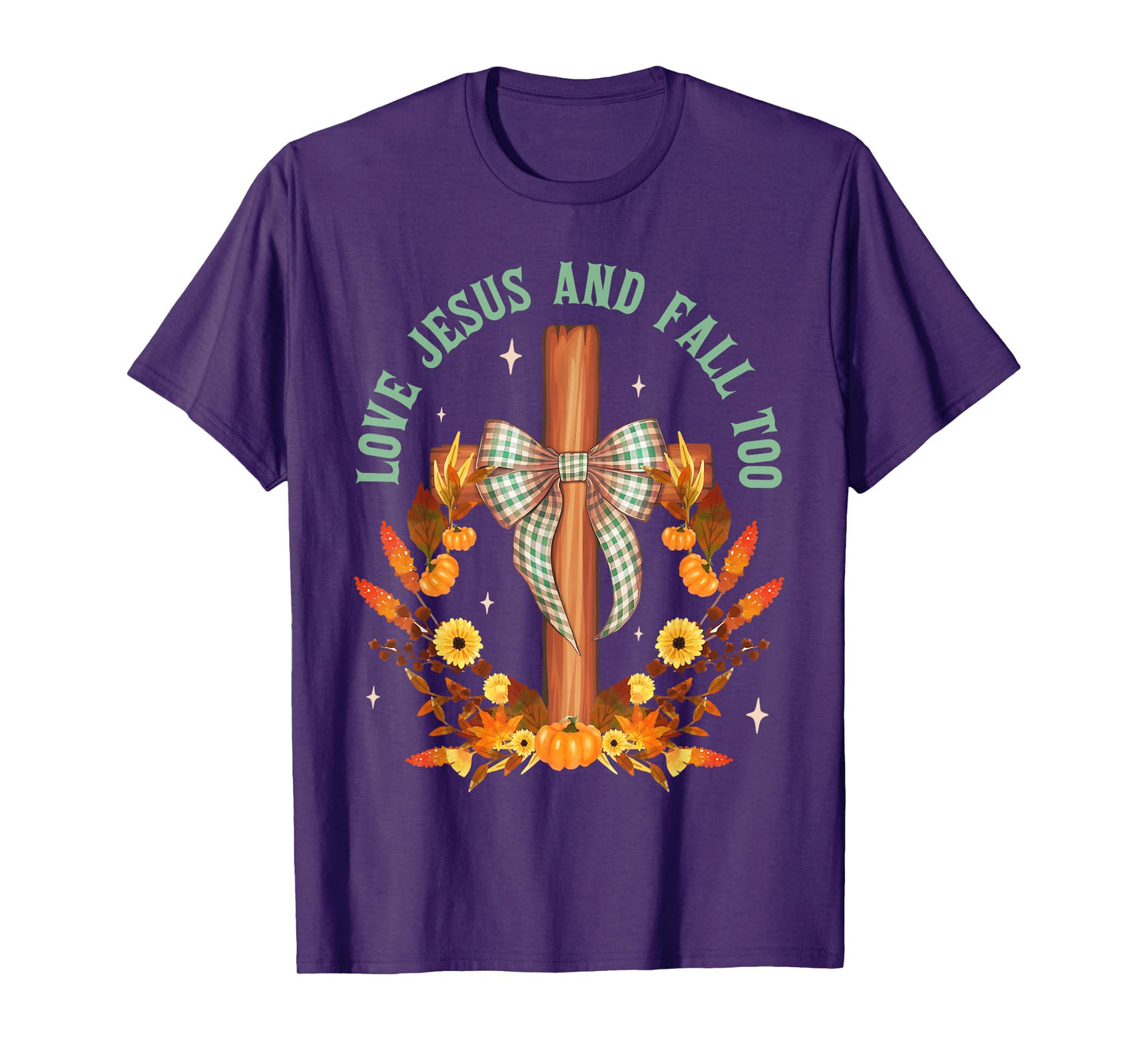 Loves Jesus And Fall Too Cross Bow Autumn Christian Fall T-Shirt