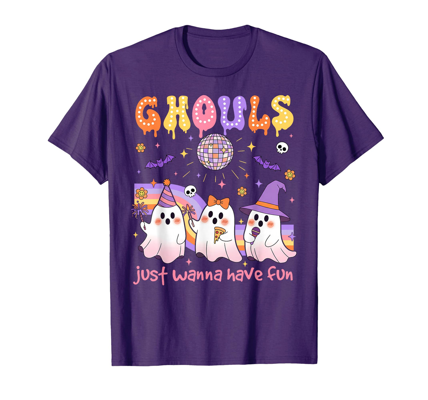 Dancing Ghost Ghouls Just Wanna Have Fun Halloween Groovy T-Shirt