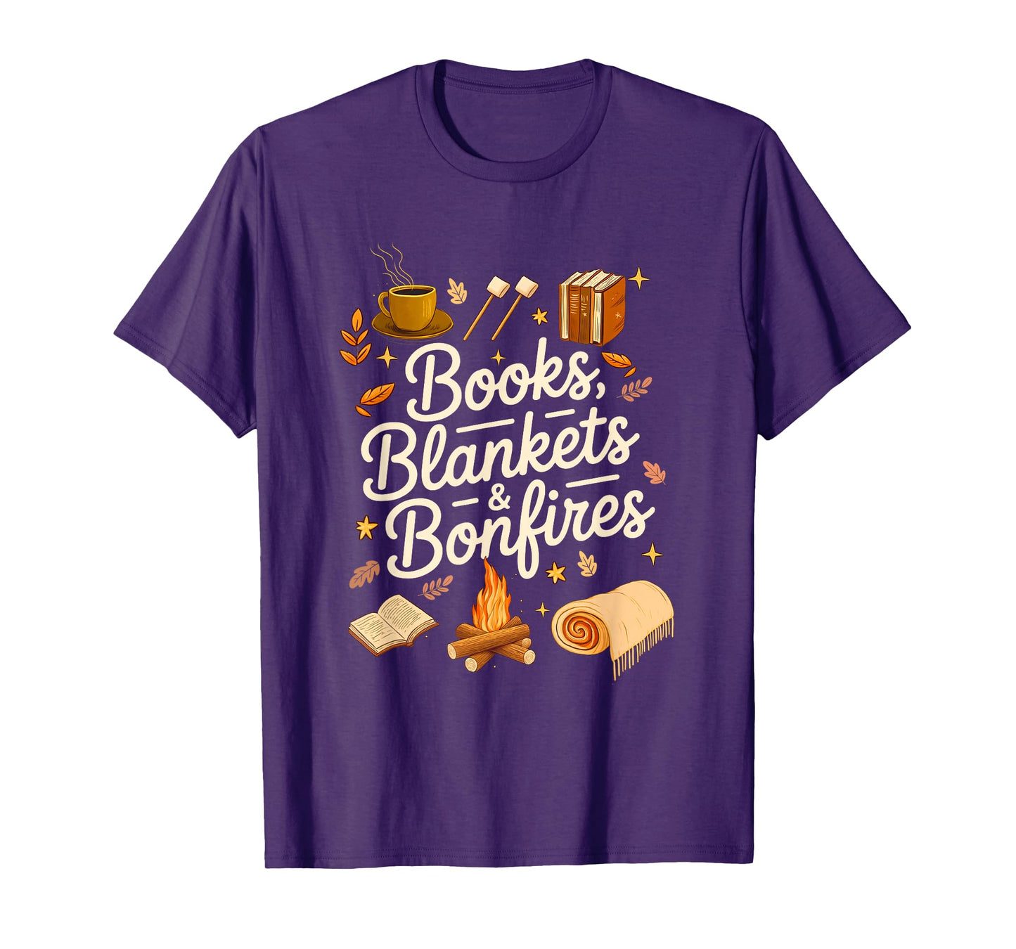 Books Blankets and Bonfires Cozy Fall Autumn Book Lover T-Shirt