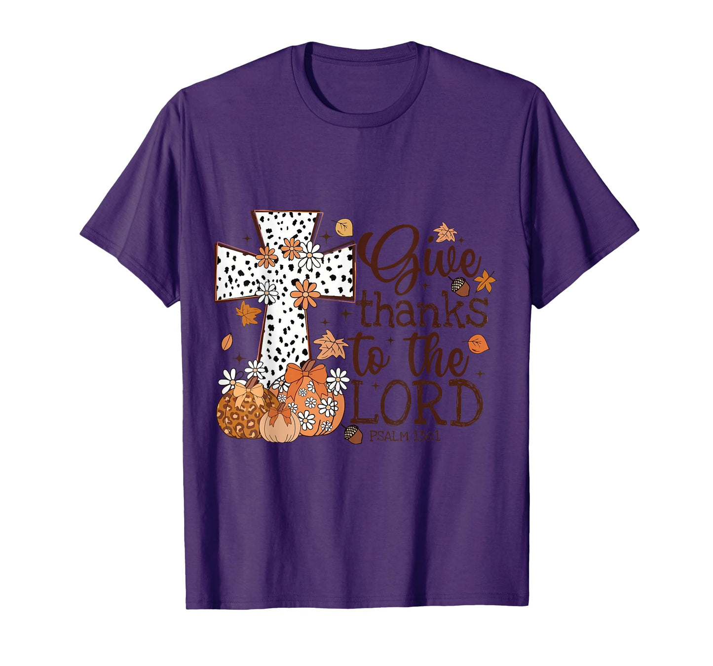 Give Thanks to The Lord Christian Fall Leopard Pumpkin T-Shirt