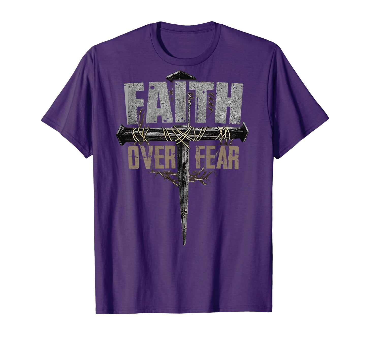 God Jesus Christ Cross Faith Over Fear Religious Christian T-Shirt