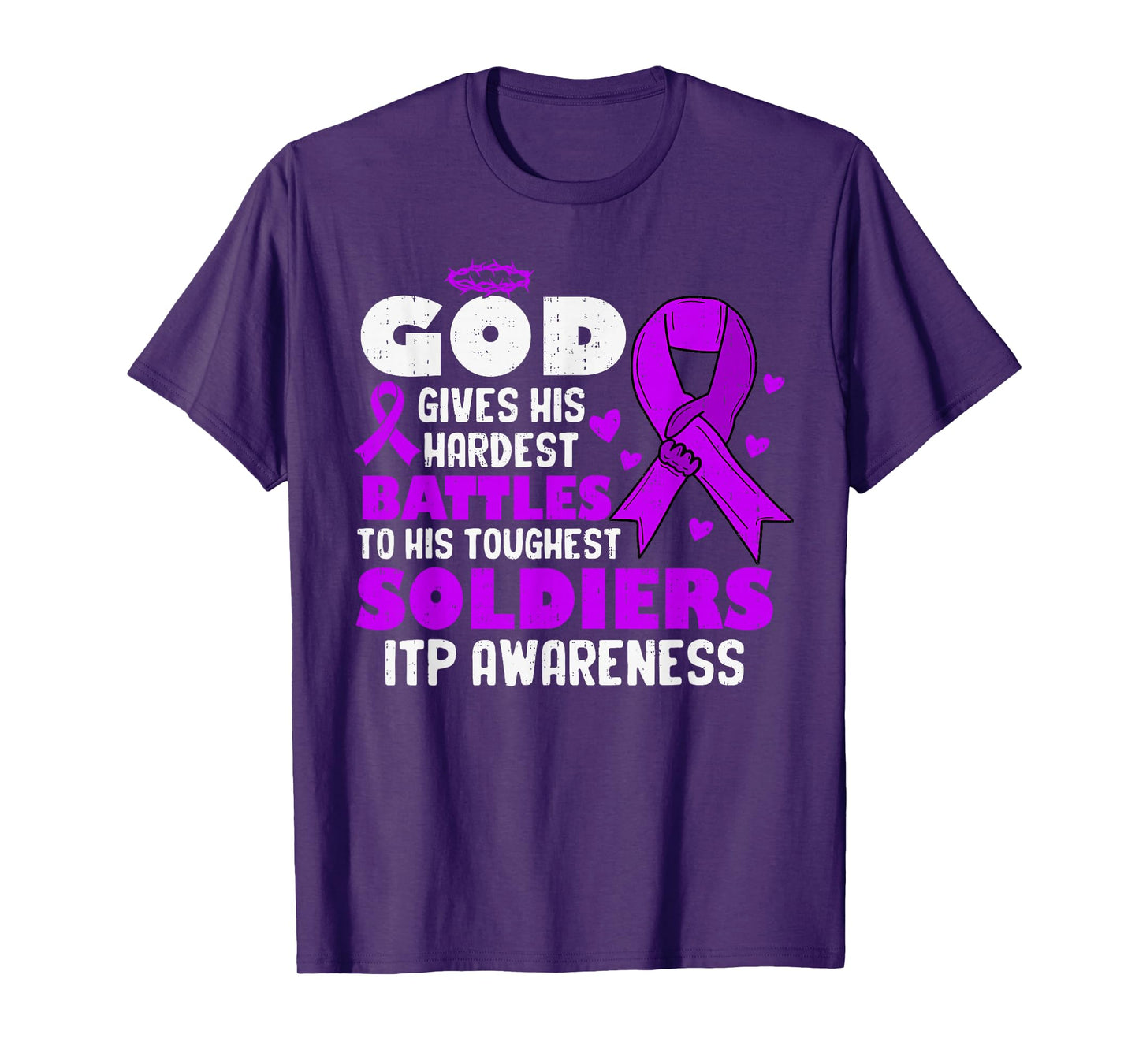 God ITP Awareness Immune Thrombocytopenia Ribbon Purple T-Shirt