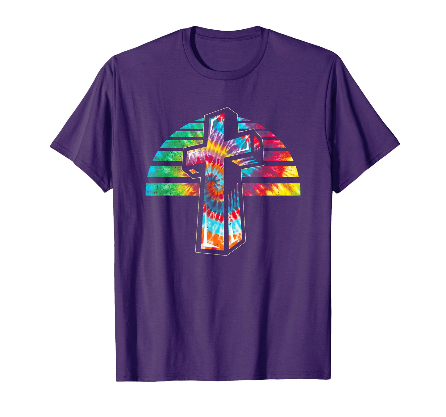 Jesus Christian Cross Tie Dye Rainbow Religious Bible Faith T-Shirt