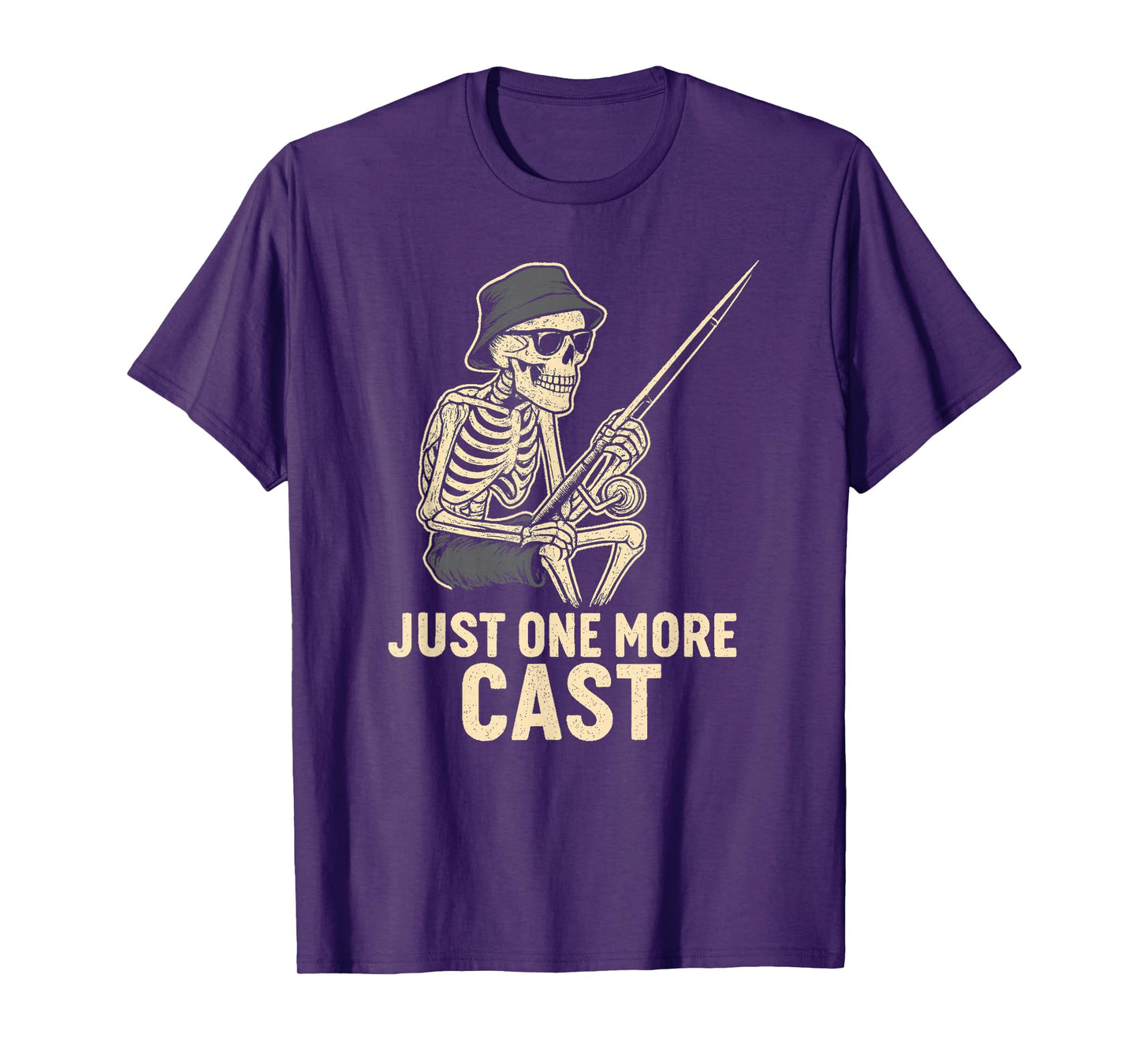 Funny Skeleton Fishing Tee Just One More Cast Quote T-Shirt