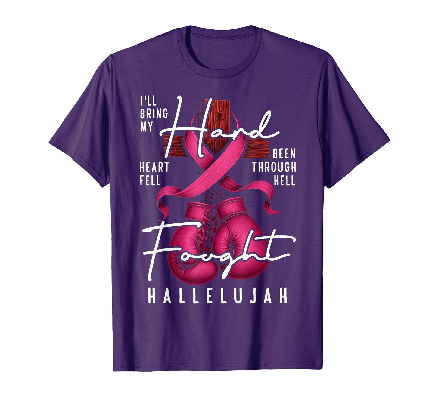 Breast Cancer Awareness Christian Hard Fought Hallelujah God T-Shirt