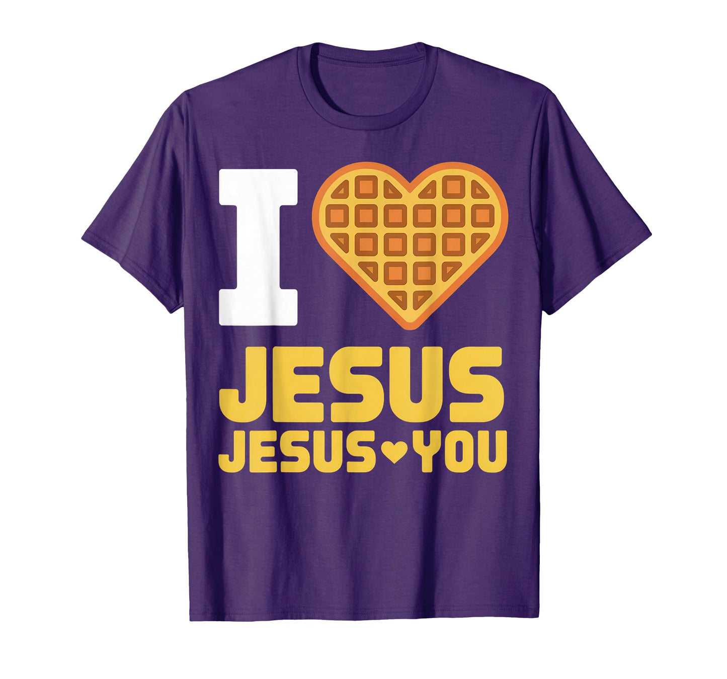 I Love Jesus Waffle Heart Funny Christian Breakfast T-Shirt