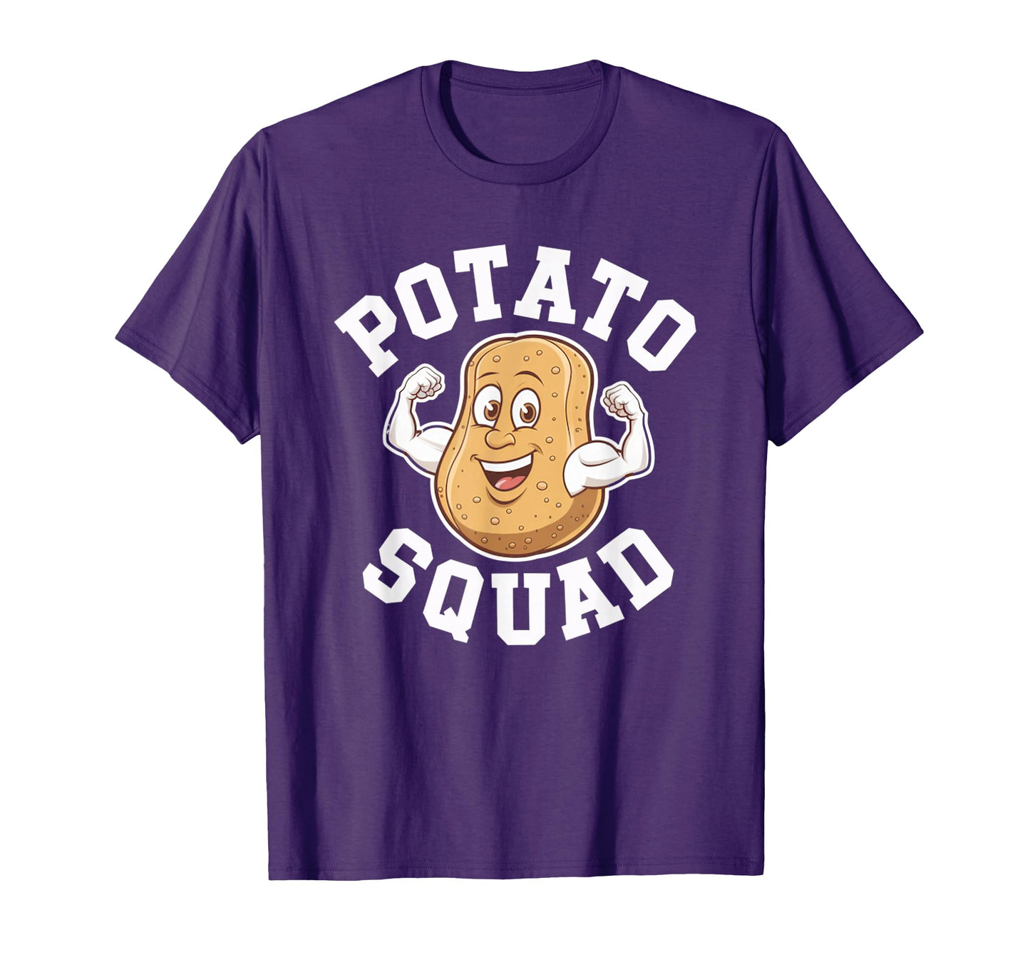 Funny Potato Squad Flexing Muscular Happy Character Design T-Shirt