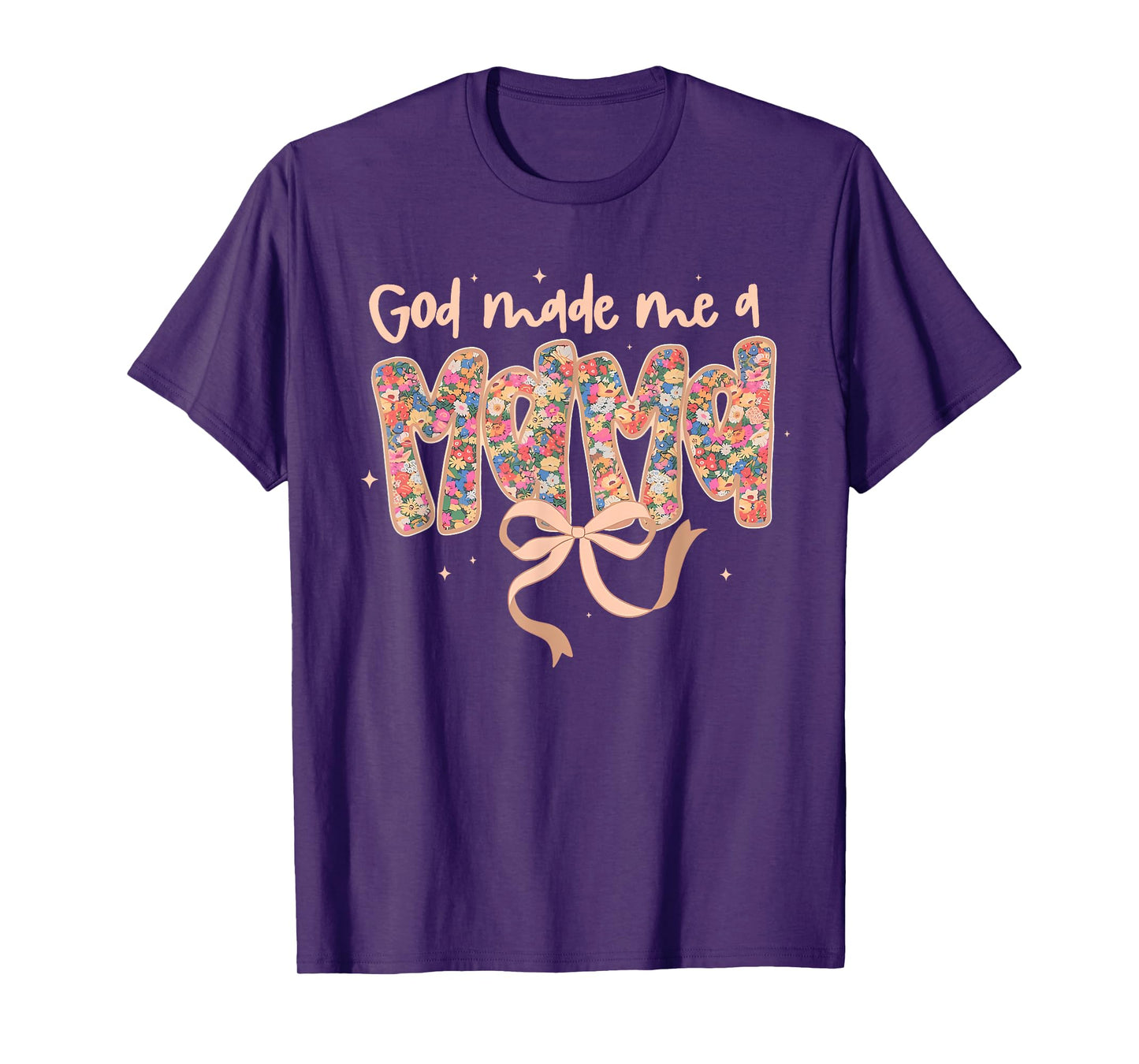 God Made Me a Mama Coquette Bow Boho Floral Mama T-Shirt