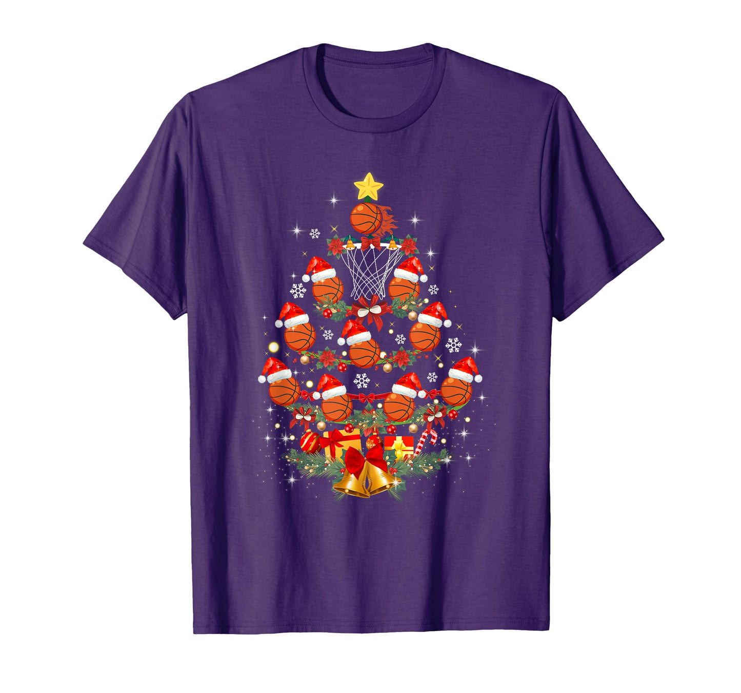 Basketball Christmas Tree Xmas Santa Sports Mens Womens Kids T-Shirt