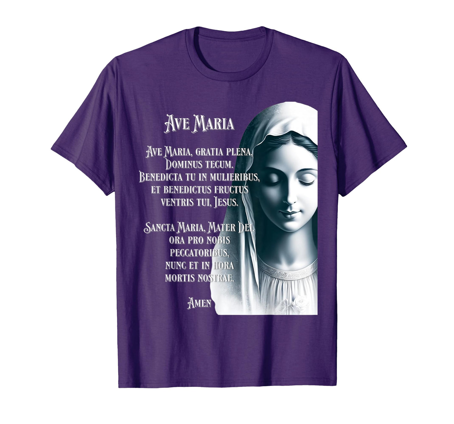 Latin Hail Mary Blessed Mother Rosary Prayer T-Shirt