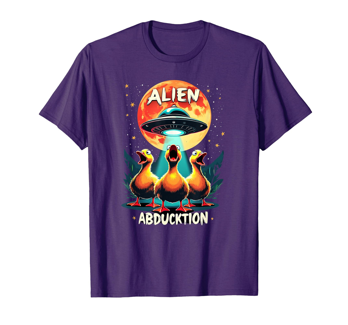 Funny Ducks UFO Abduction - Alien AbDUCKtion Word Joke T-Shirt