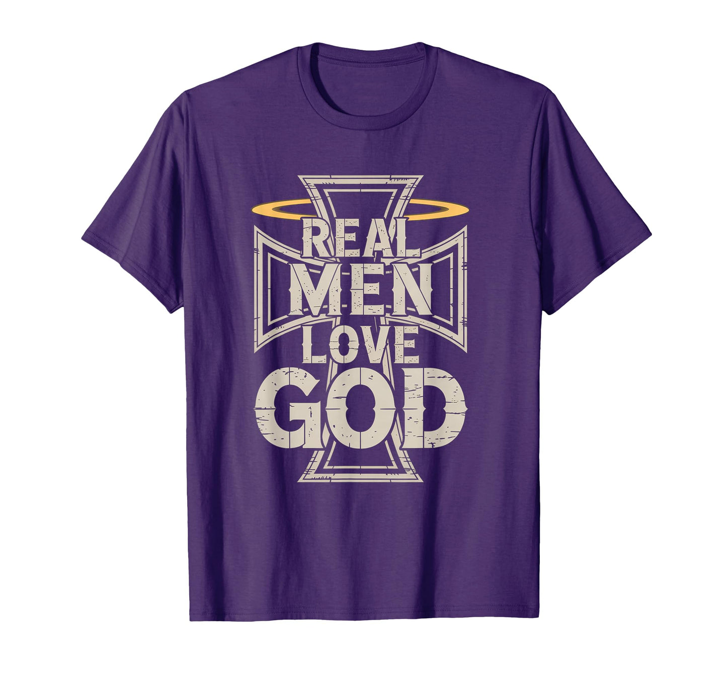 Real Men Love God Retro Christian Cross Matthew 22:37 T-Shirt