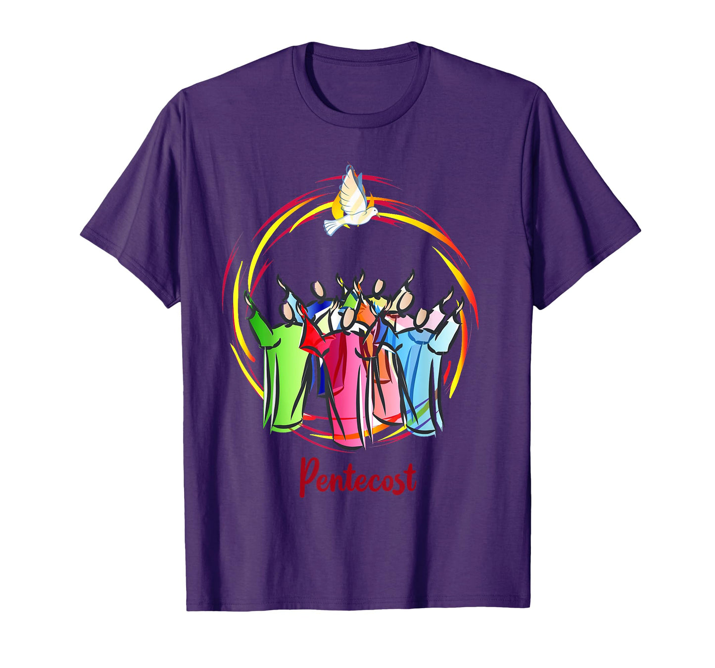 Pentecost Doves Tongues Fire Flame Holy Spirit Catholic T-Shirt